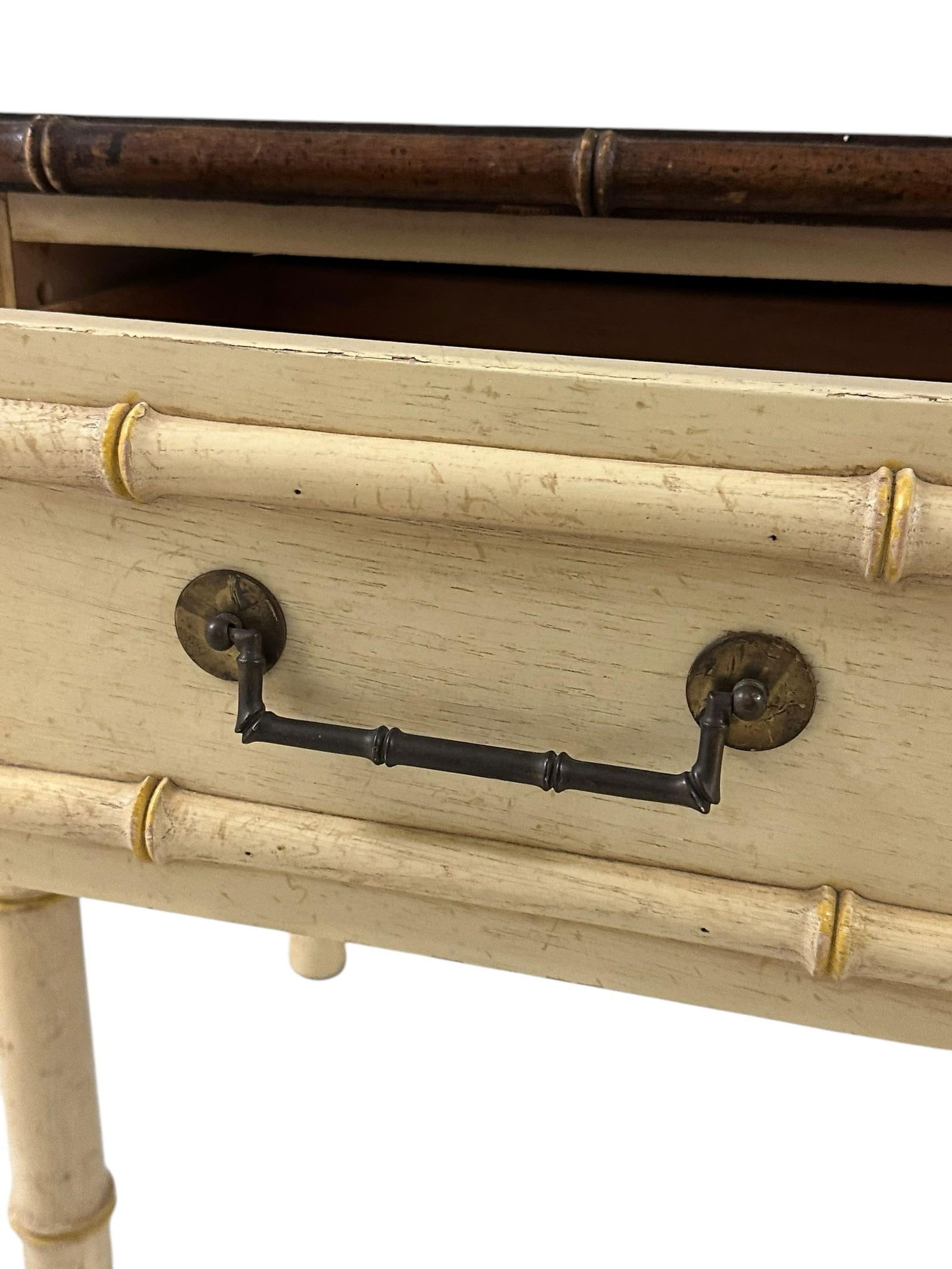 American Thomasville Ivory Faux Bamboo Nightstand - 2