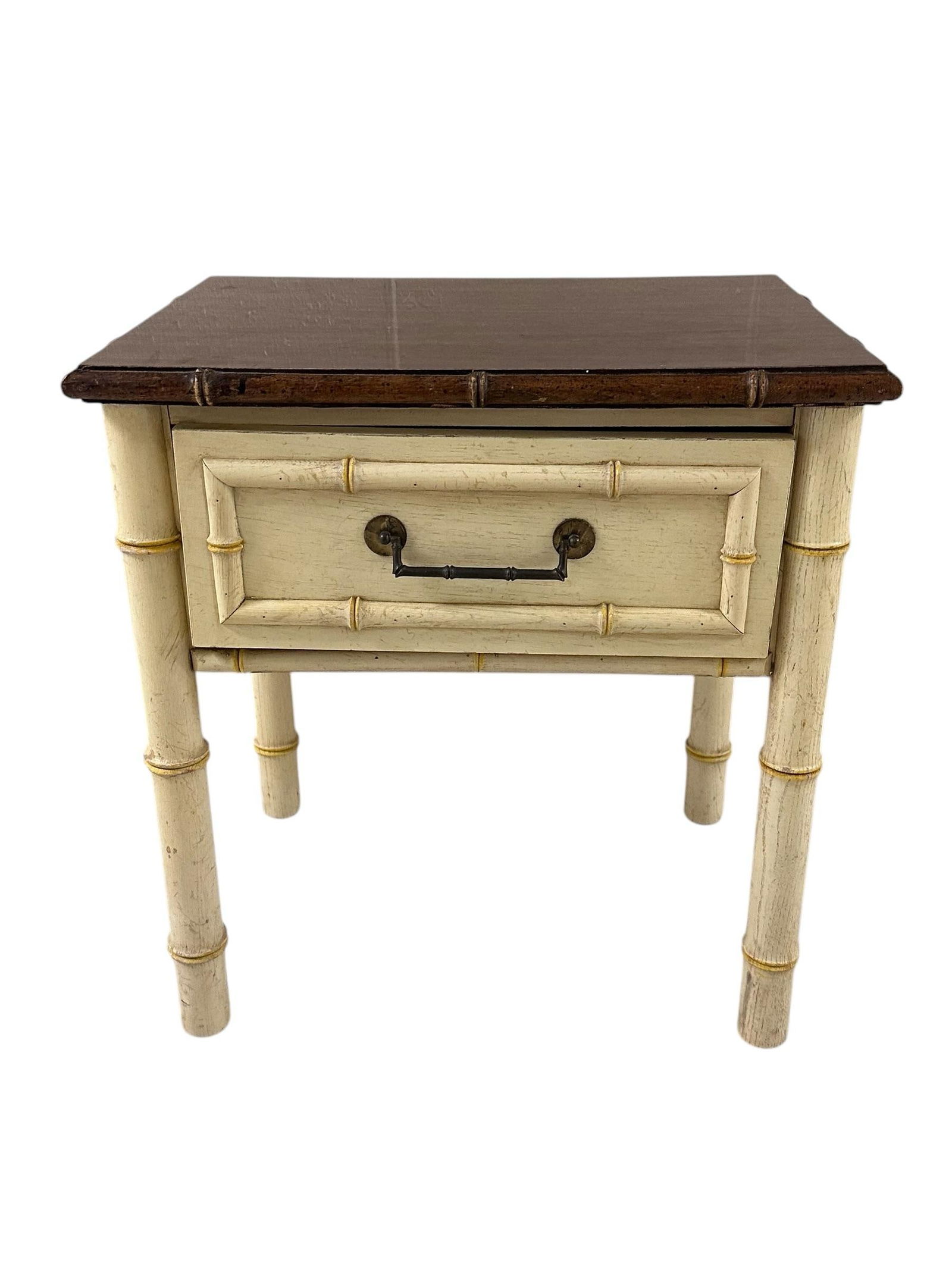 American Thomasville Ivory Faux Bamboo Nightstand - 3