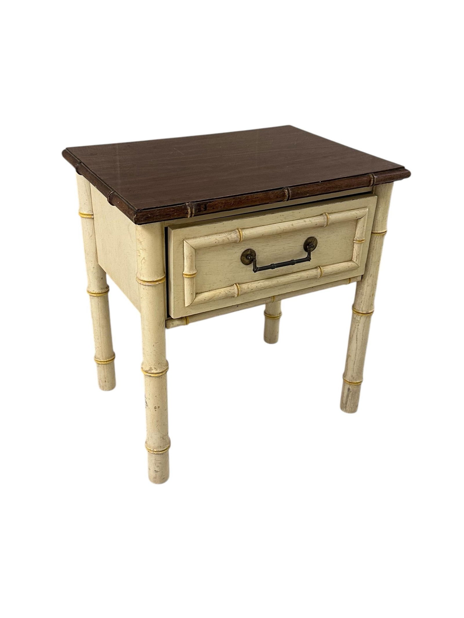 American Thomasville Ivory Faux Bamboo Nightstand - 6