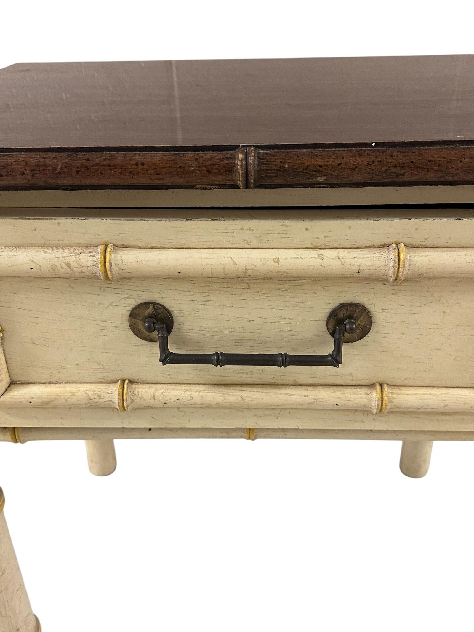 American Thomasville Ivory Faux Bamboo Nightstand - 7