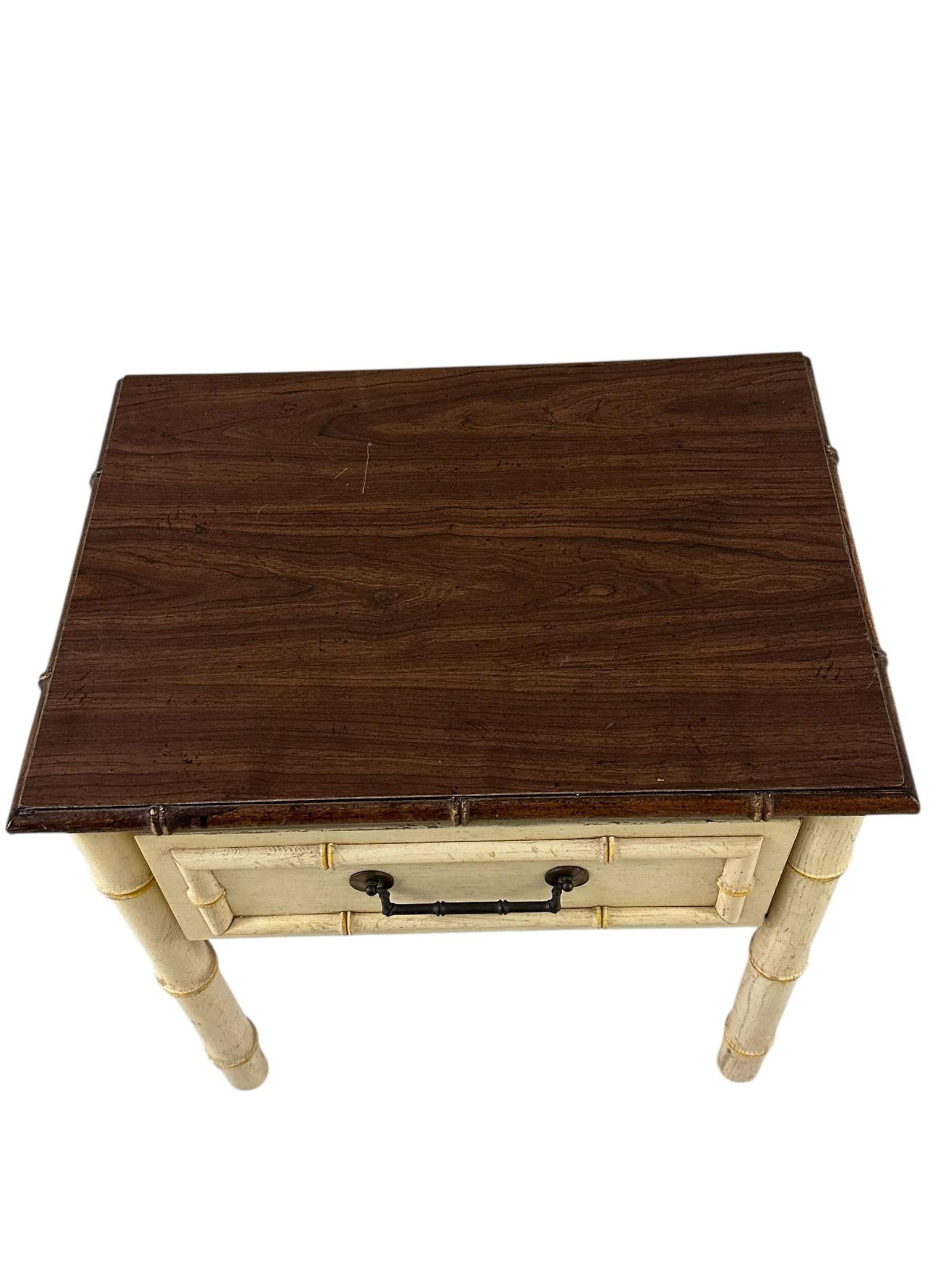 American Thomasville Ivory Faux Bamboo Nightstand - 8