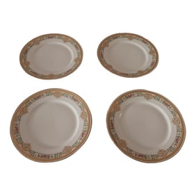 Late 19th Century Limoges C Ahrendfeldt Art Nouveau Pink Green Gold Gilt Porcelain Luncheon Dessert