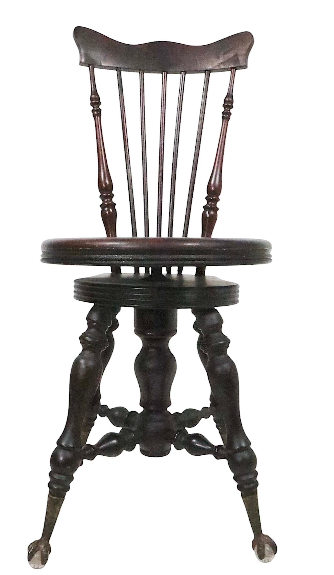 Victorian Highback Piano Organ Stool - 5