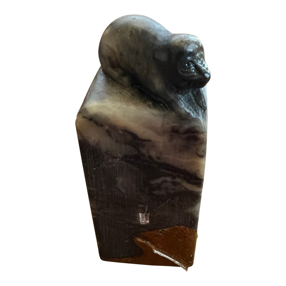 1970s Small Chinese Soapstone With Gold Details