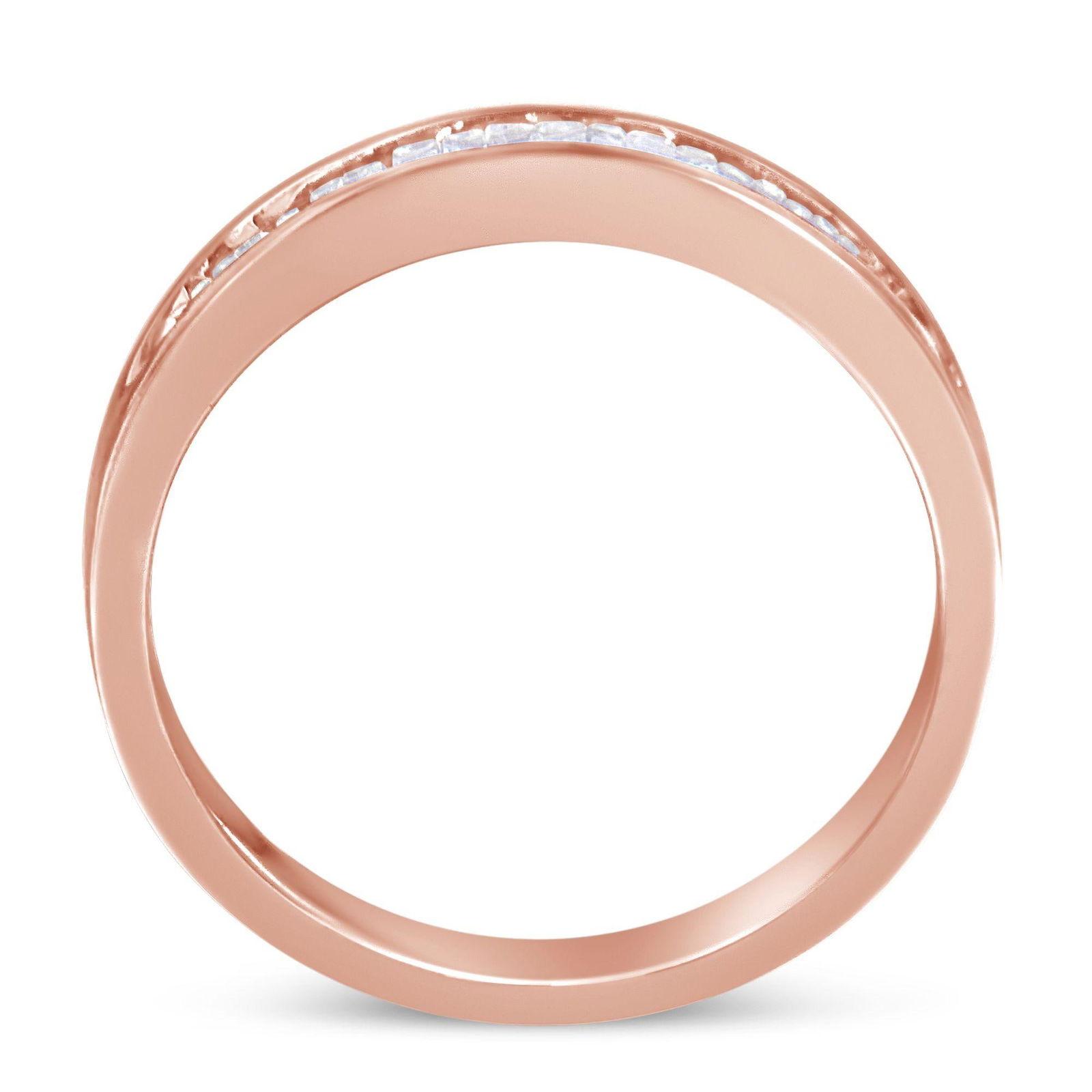 10K Rose Gold over .925 Sterling Silver 1/5 Cttw Diamond Channel-Set Stackable Band Ring (H-I Color, - 2