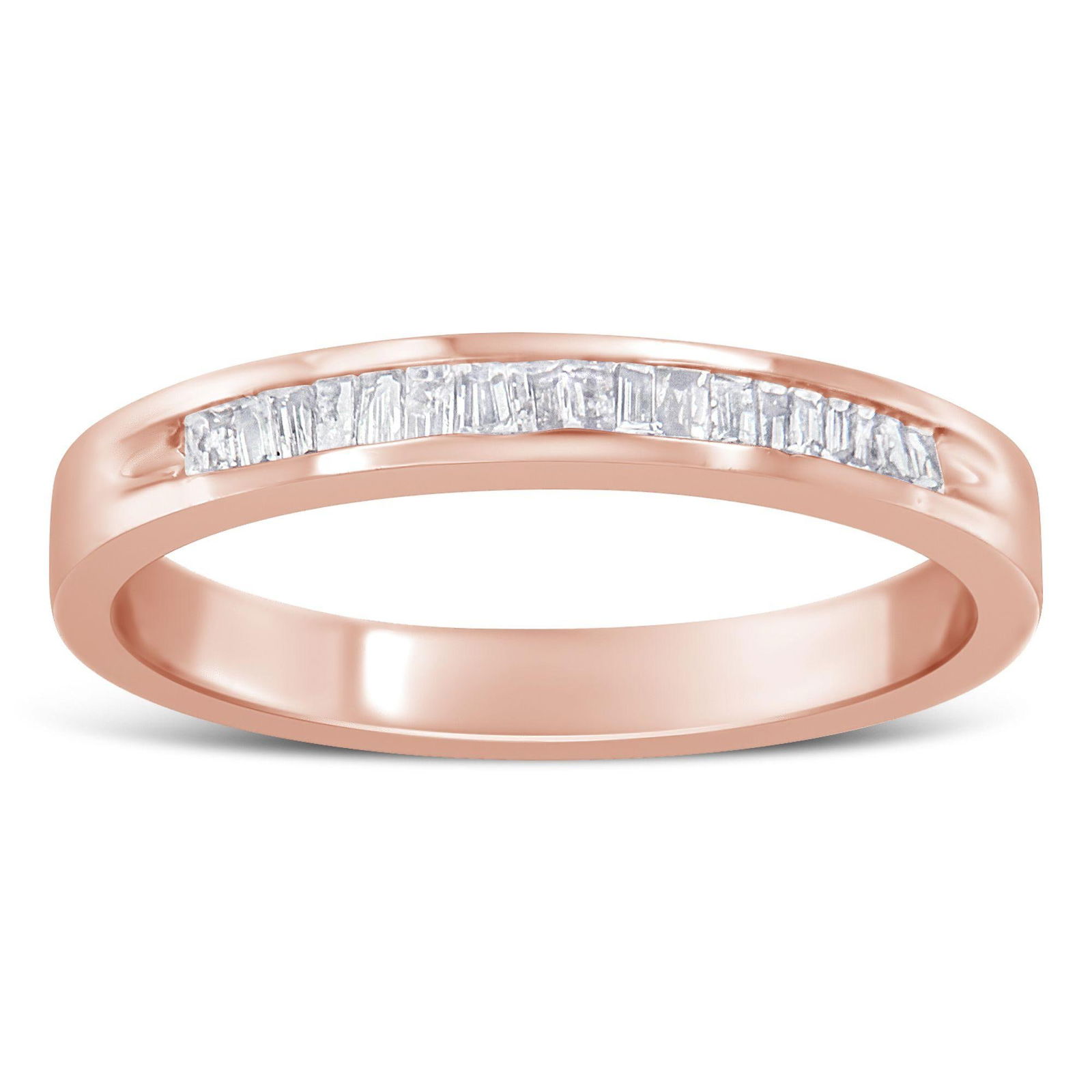 10K Rose Gold over .925 Sterling Silver 1/5 Cttw Diamond Channel-Set Stackable Band Ring (H-I Color, - 3