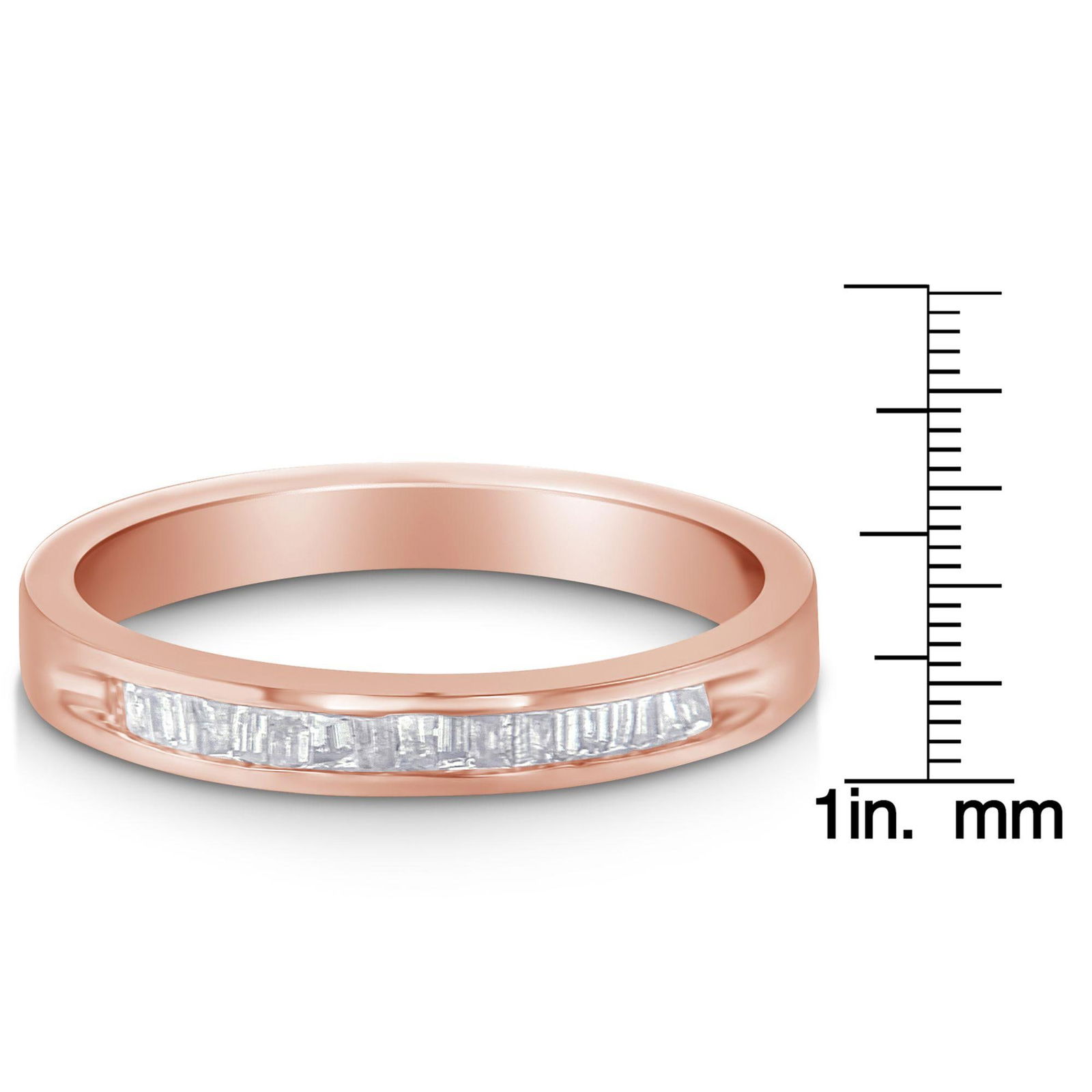 10K Rose Gold over .925 Sterling Silver 1/5 Cttw Diamond Channel-Set Stackable Band Ring (H-I Color, - 7