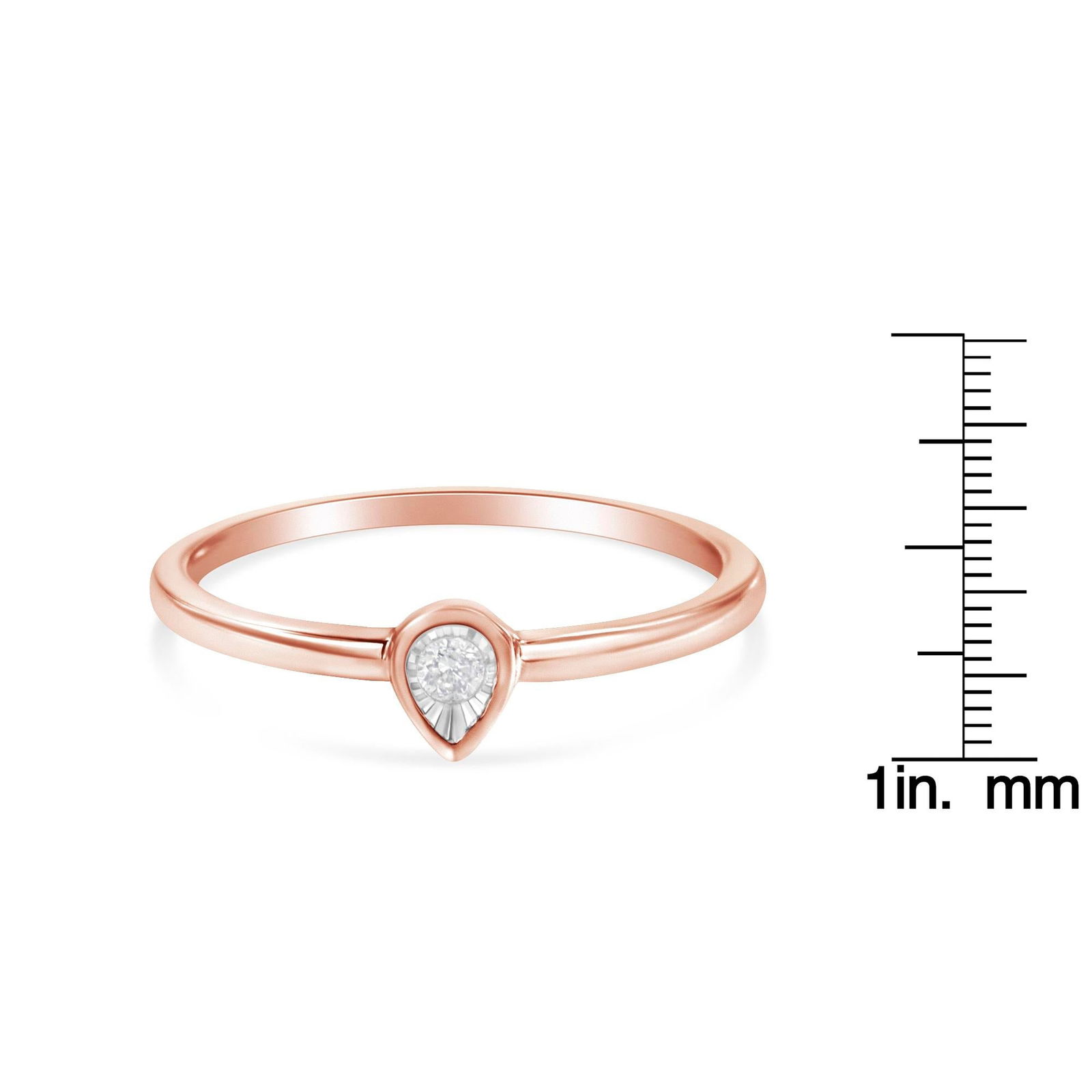 14K Rose Gold Plated .925 Sterling Silver 1/20 Carat Diamond Teardrop Pear-Shaped Miracle Set Petite - 6