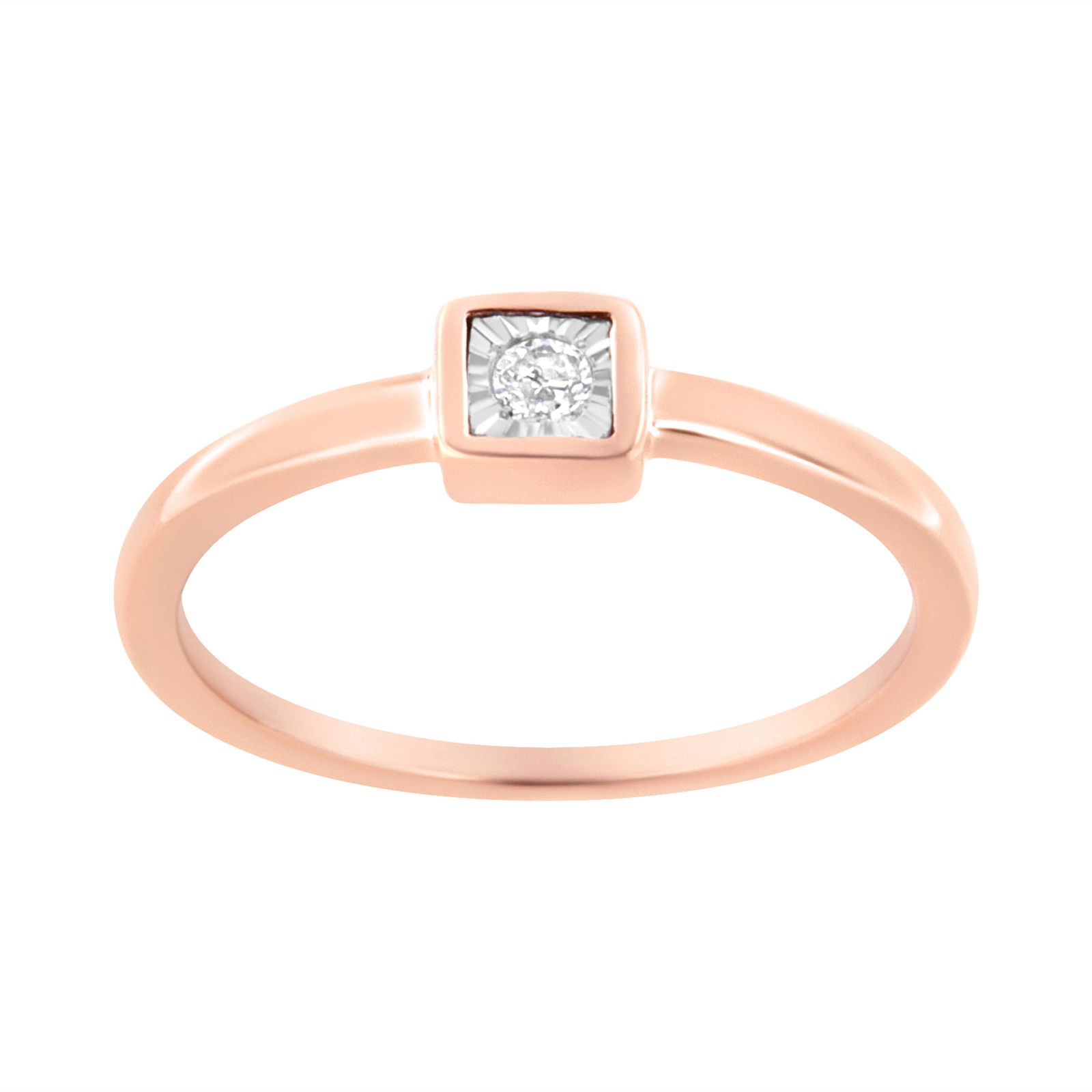 14K Rose Gold Plated .925 Sterling Silver 1/20 cttw Miracle Set Diamond Promise Ring (J-K Color, I1- - 2
