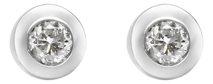 10K White Gold 1/5 Cttw Round Brilliant-Cut Near Colorless Diamond Bezel Set Stud Earrings (H-I Colo