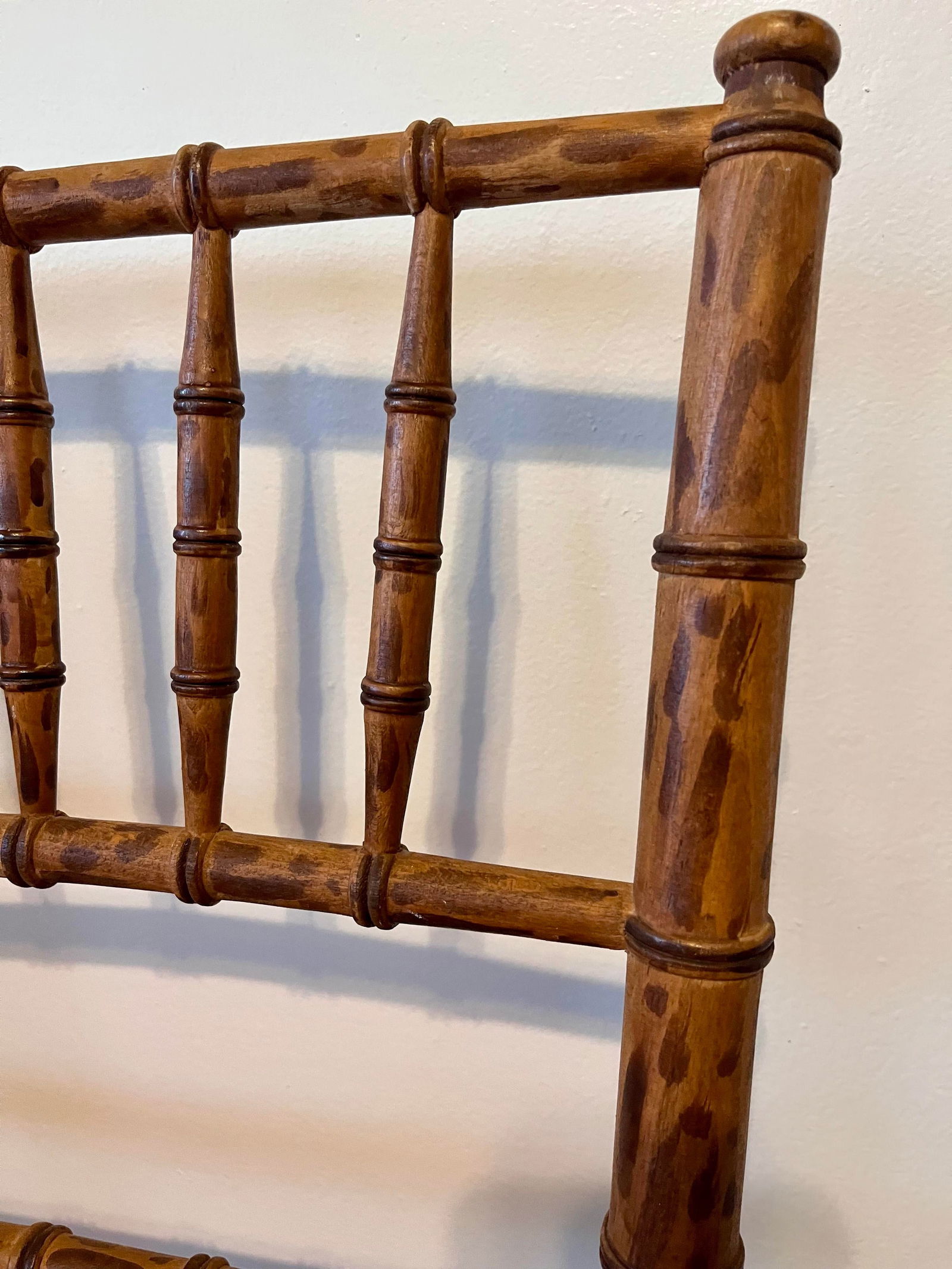 Mid 20th Century Faux Bamboo Tortoise Shell Finish Chair Made in Spain With Custom Red Raspberry Che - 6