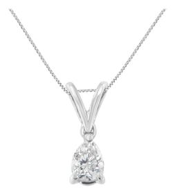 10K White Gold 1/5 cttw Diamond Pear Pendant Necklace (H-I, SI1-SI2)