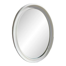 1970s White Wooden Oval Round Mirror