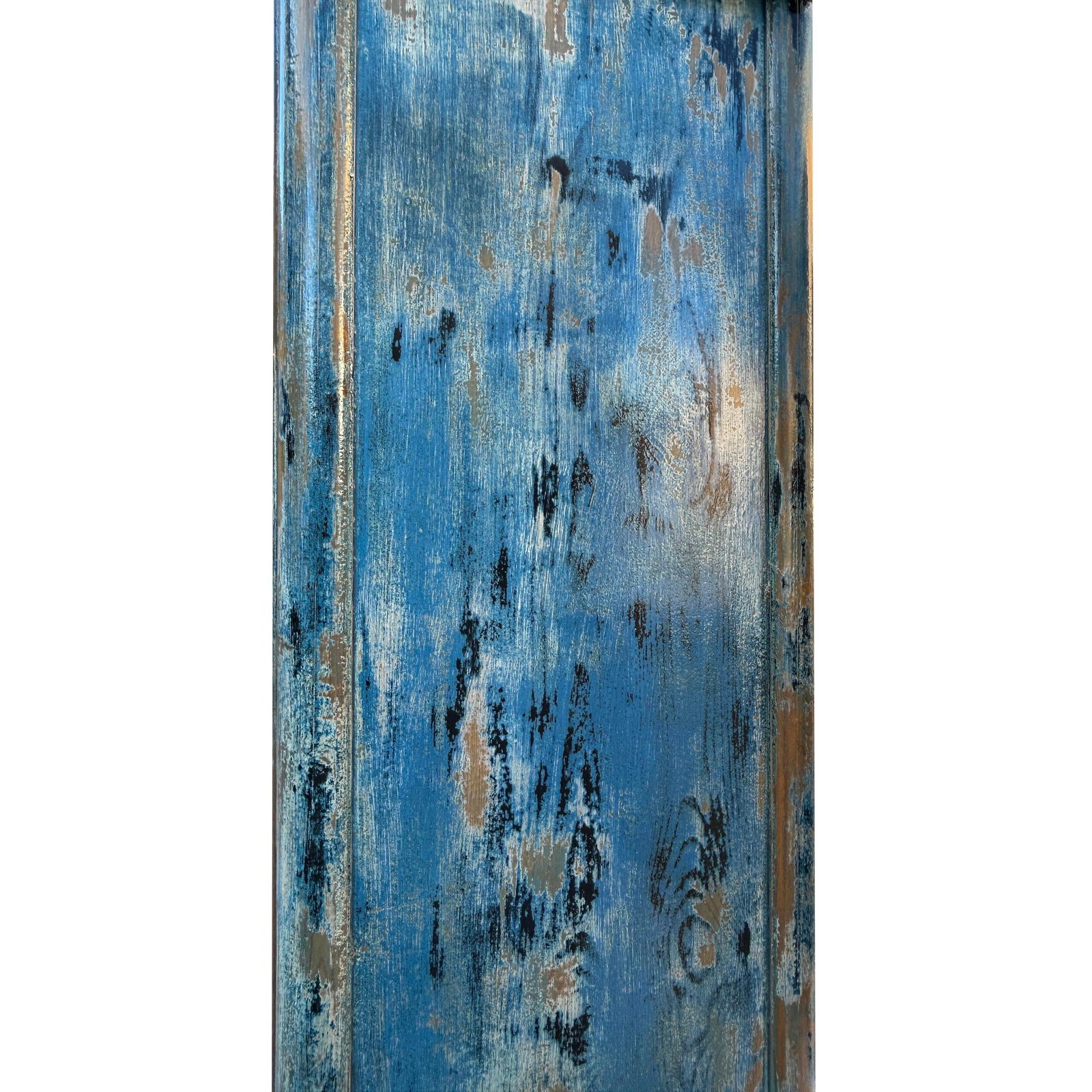 Distressed Bright Blue Tall Oriental Noodle Cabinet Storage Armoire - 6