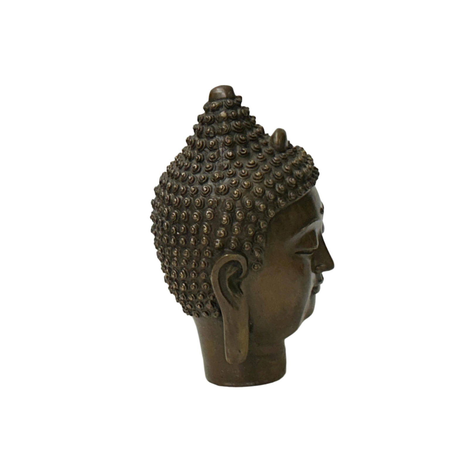 Vintage Chinese Brown Bronze Color Metal Shakyamuni Buddha Head Figure - 3
