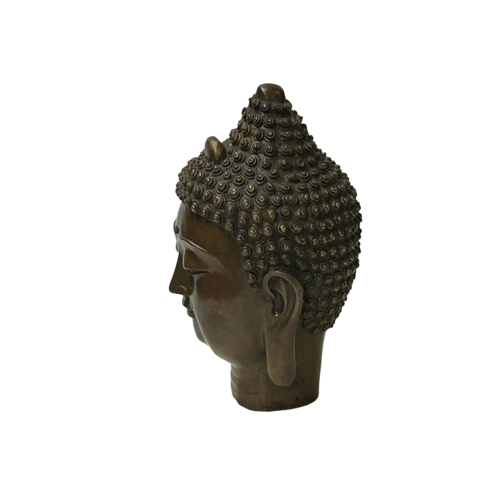Vintage Chinese Brown Bronze Color Metal Shakyamuni Buddha Head Figure - 4
