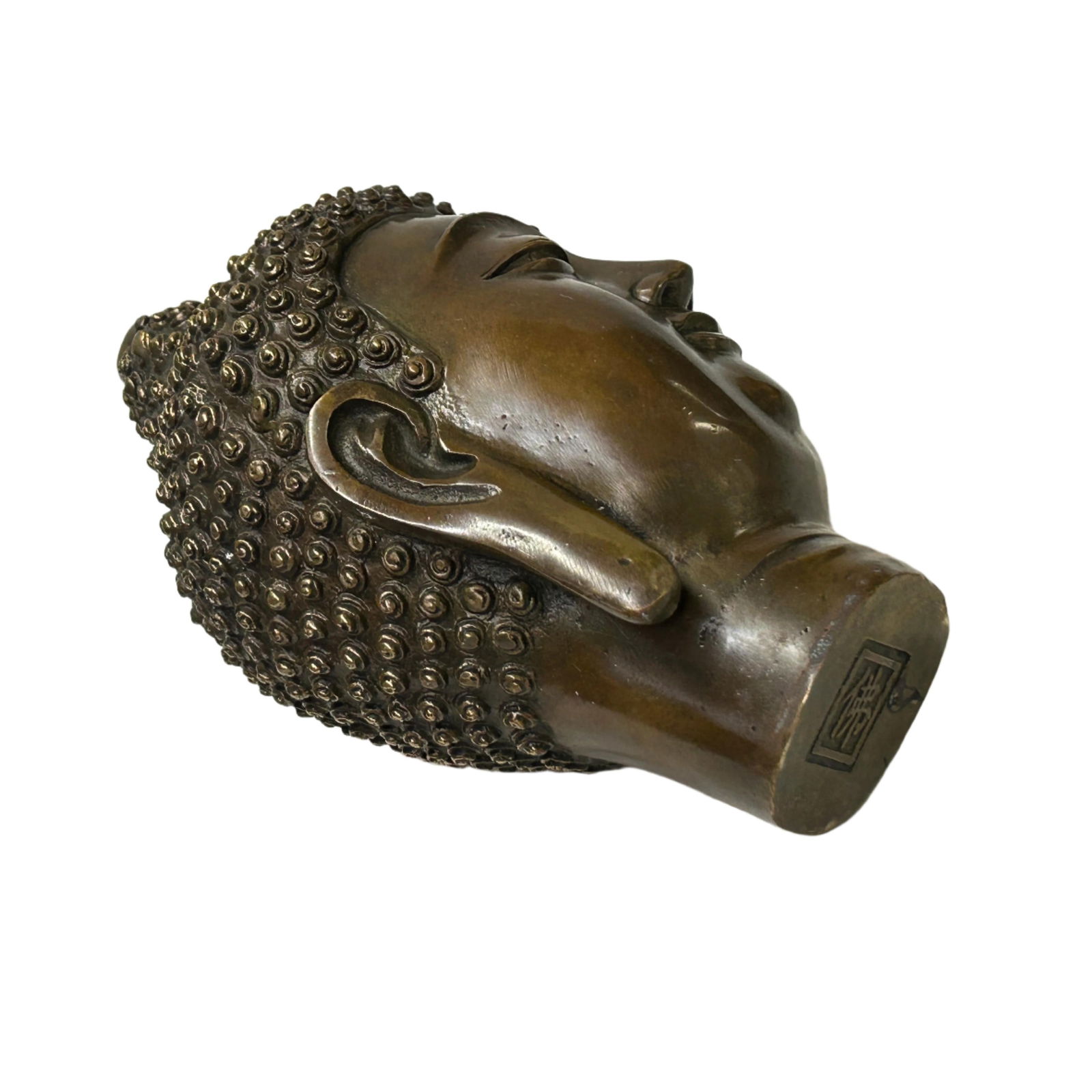 Vintage Chinese Brown Bronze Color Metal Shakyamuni Buddha Head Figure - 6