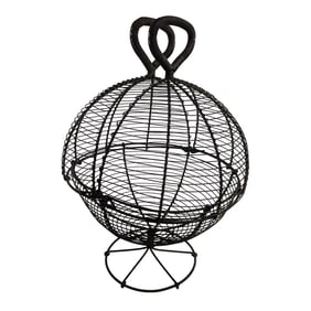 Antique French Primitive Wire Egg Basket / Lettuce Dryer