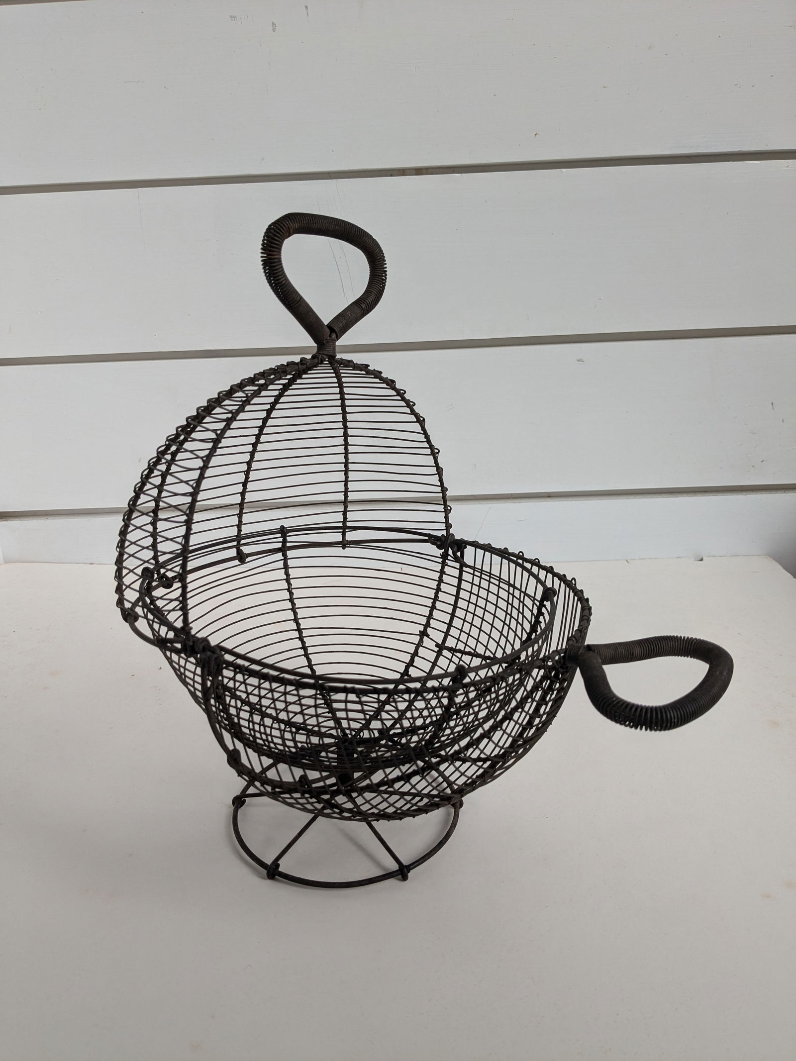 Antique French Primitive Wire Egg Basket / Lettuce Dryer - 2