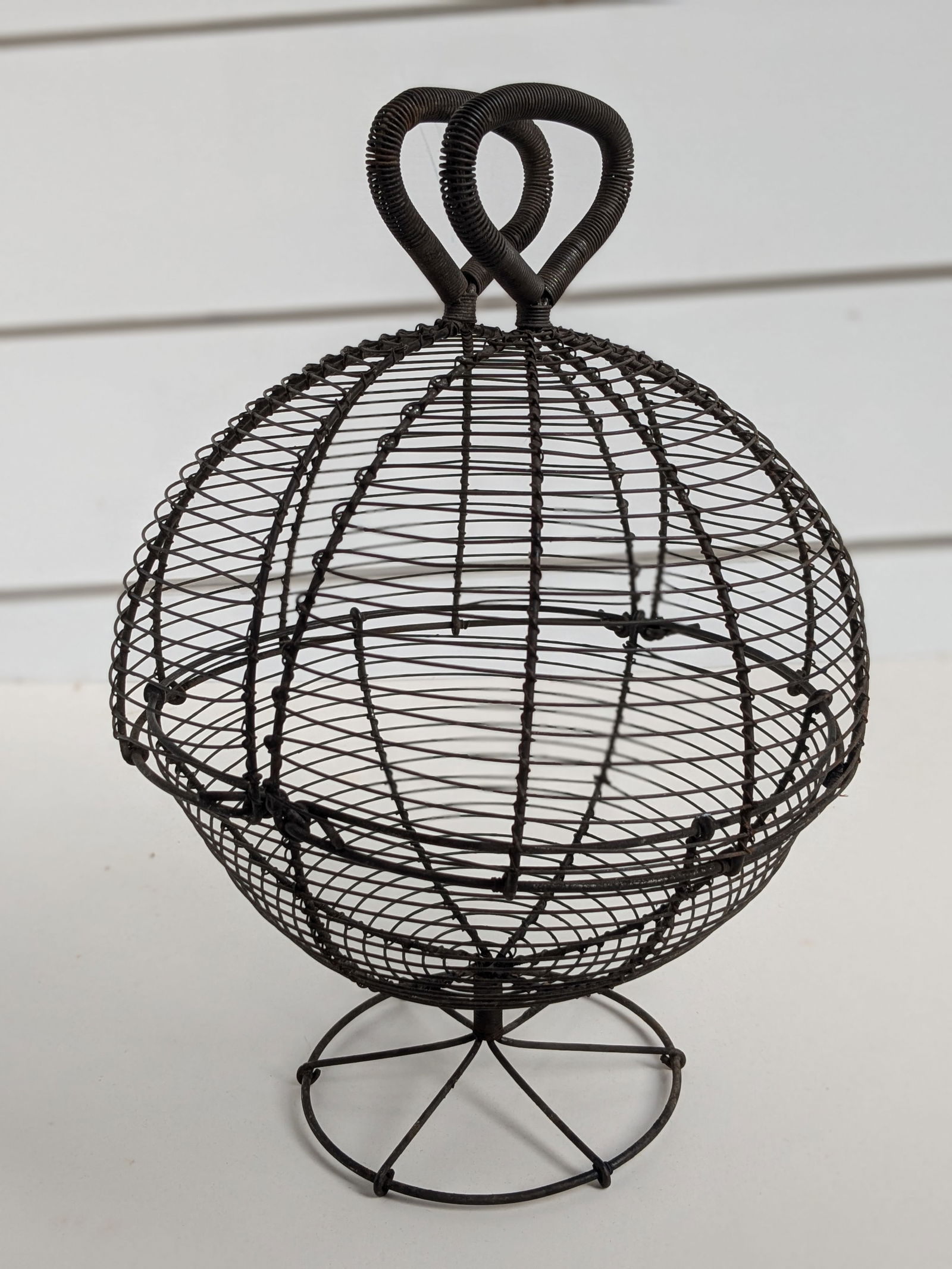 Antique French Primitive Wire Egg Basket / Lettuce Dryer - 3