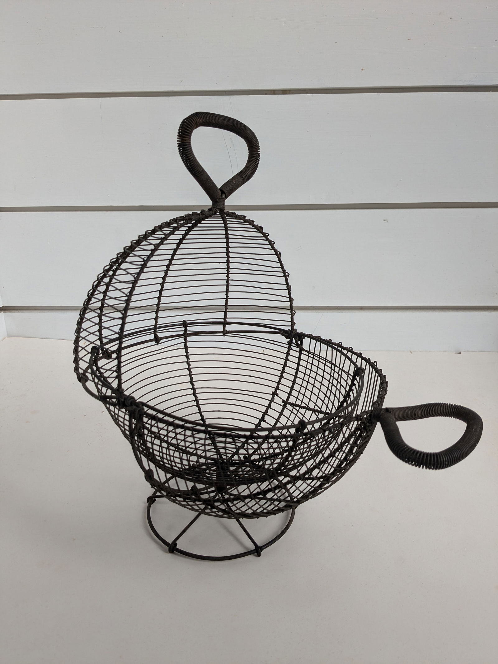 Antique French Primitive Wire Egg Basket / Lettuce Dryer - 4