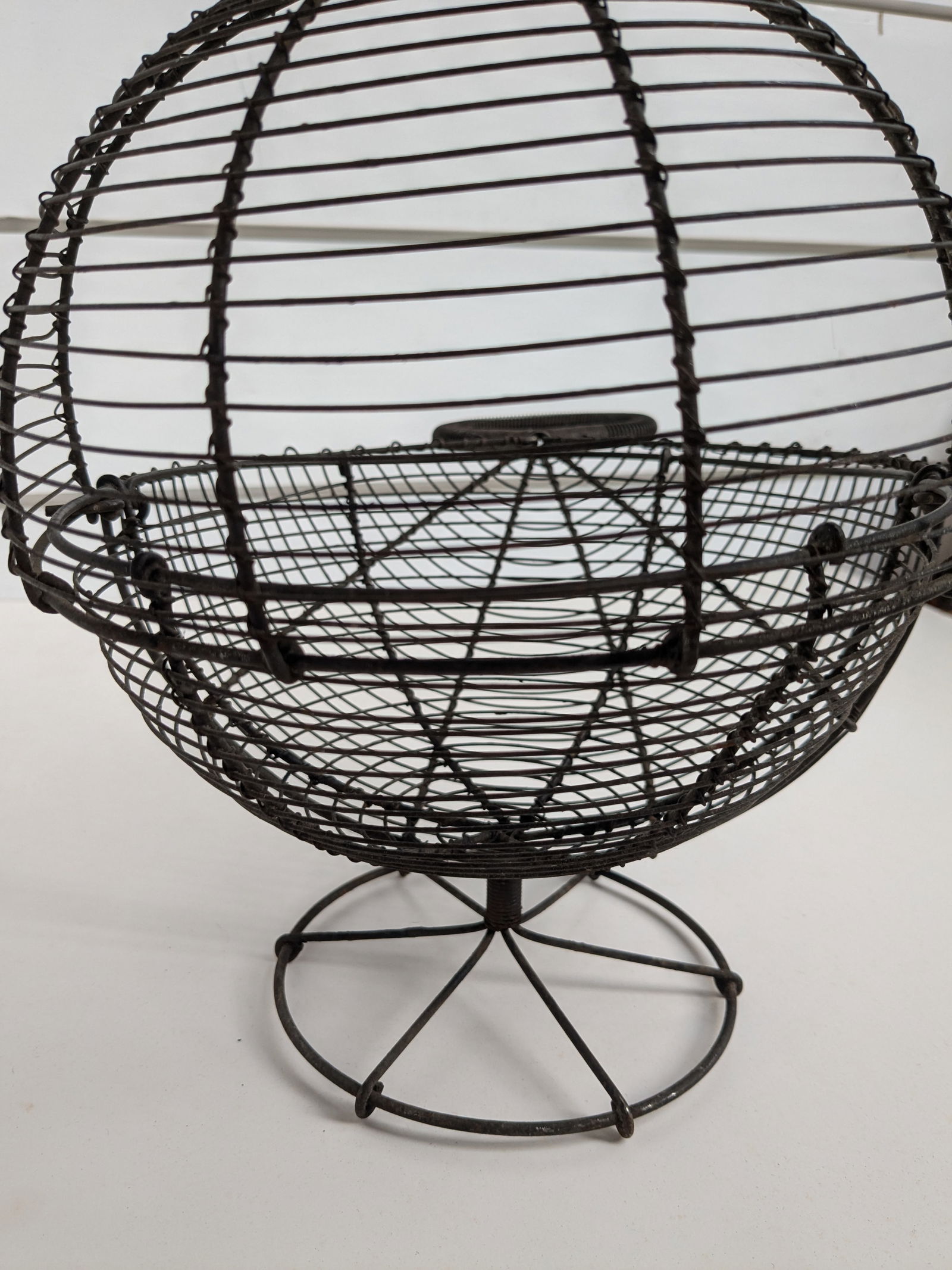 Antique French Primitive Wire Egg Basket / Lettuce Dryer - 7