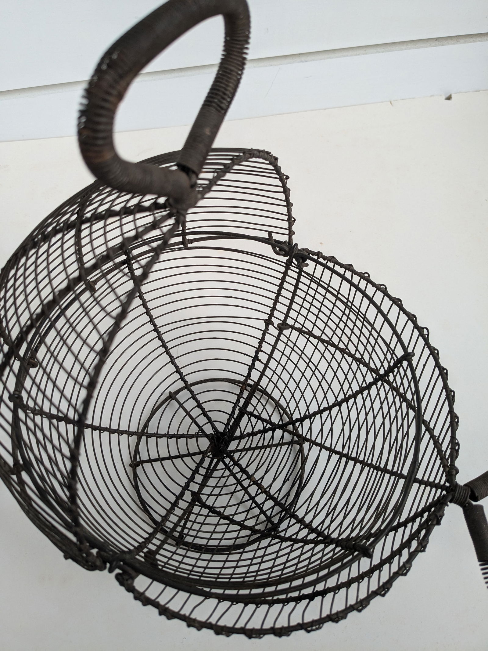Antique French Primitive Wire Egg Basket / Lettuce Dryer - 8