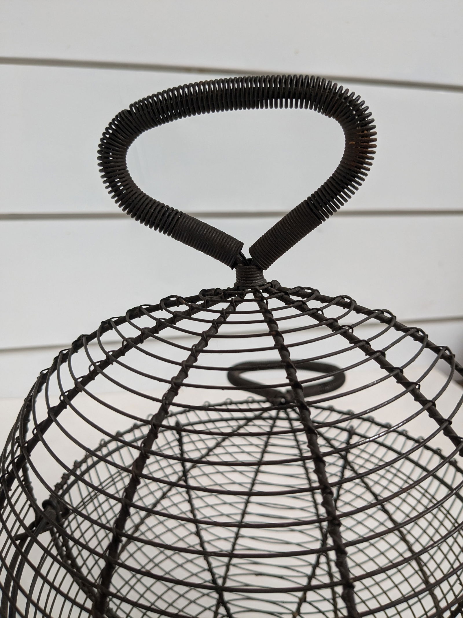 Antique French Primitive Wire Egg Basket / Lettuce Dryer - 9