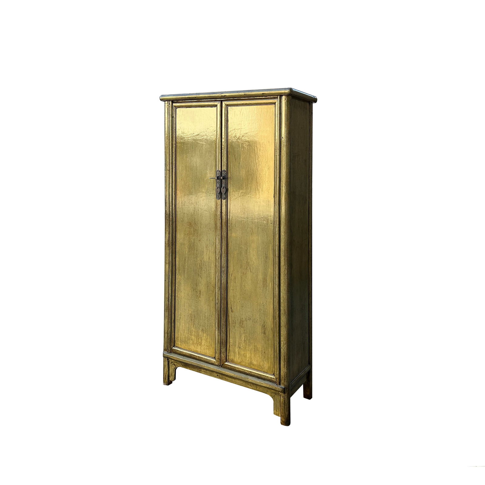 Oriental Distressed Light Olive Green Tall Narrow Noodle Cabinet Armoire - 2