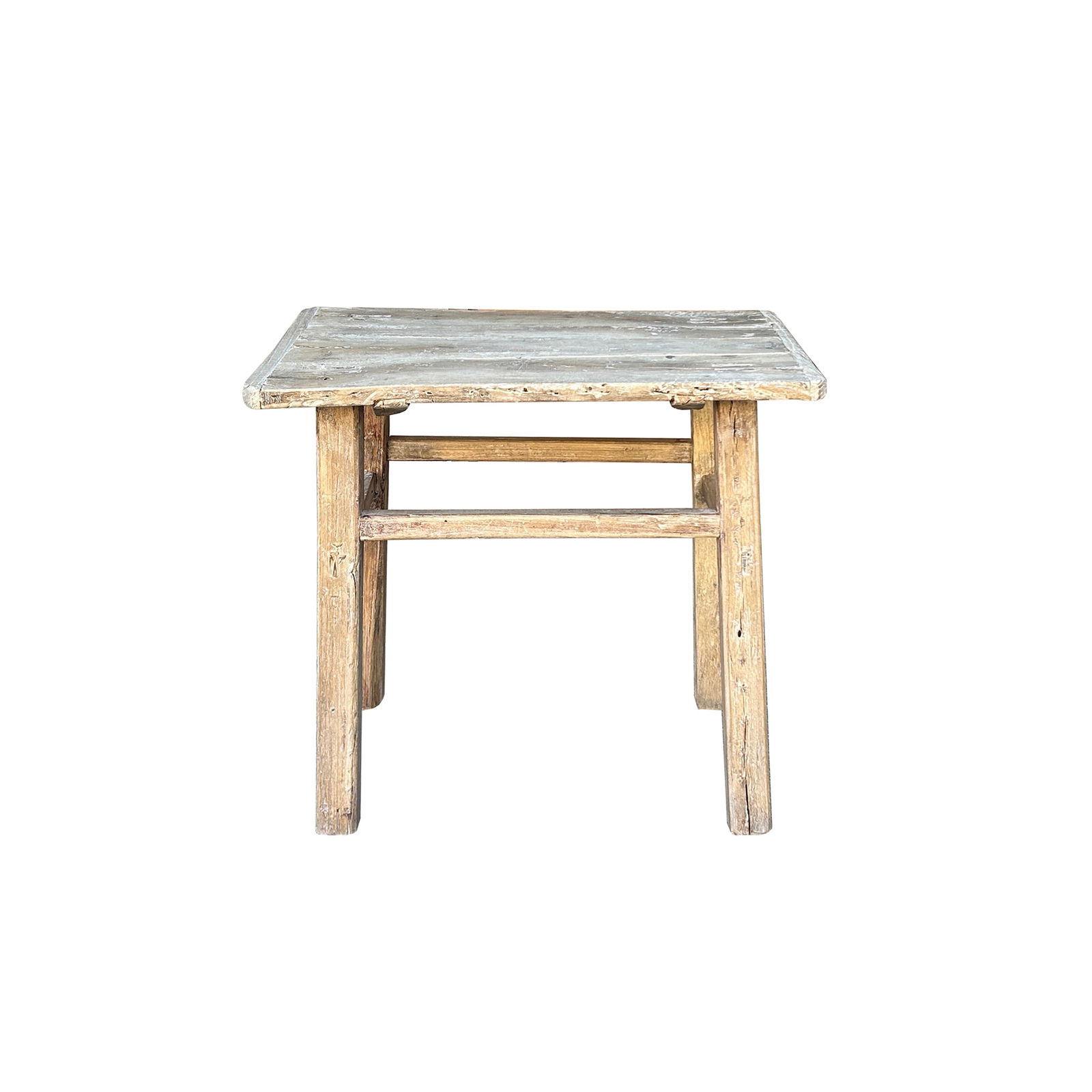 Rustic Raw Bleach White Wash Wood Rectangular Console Side Table - 5