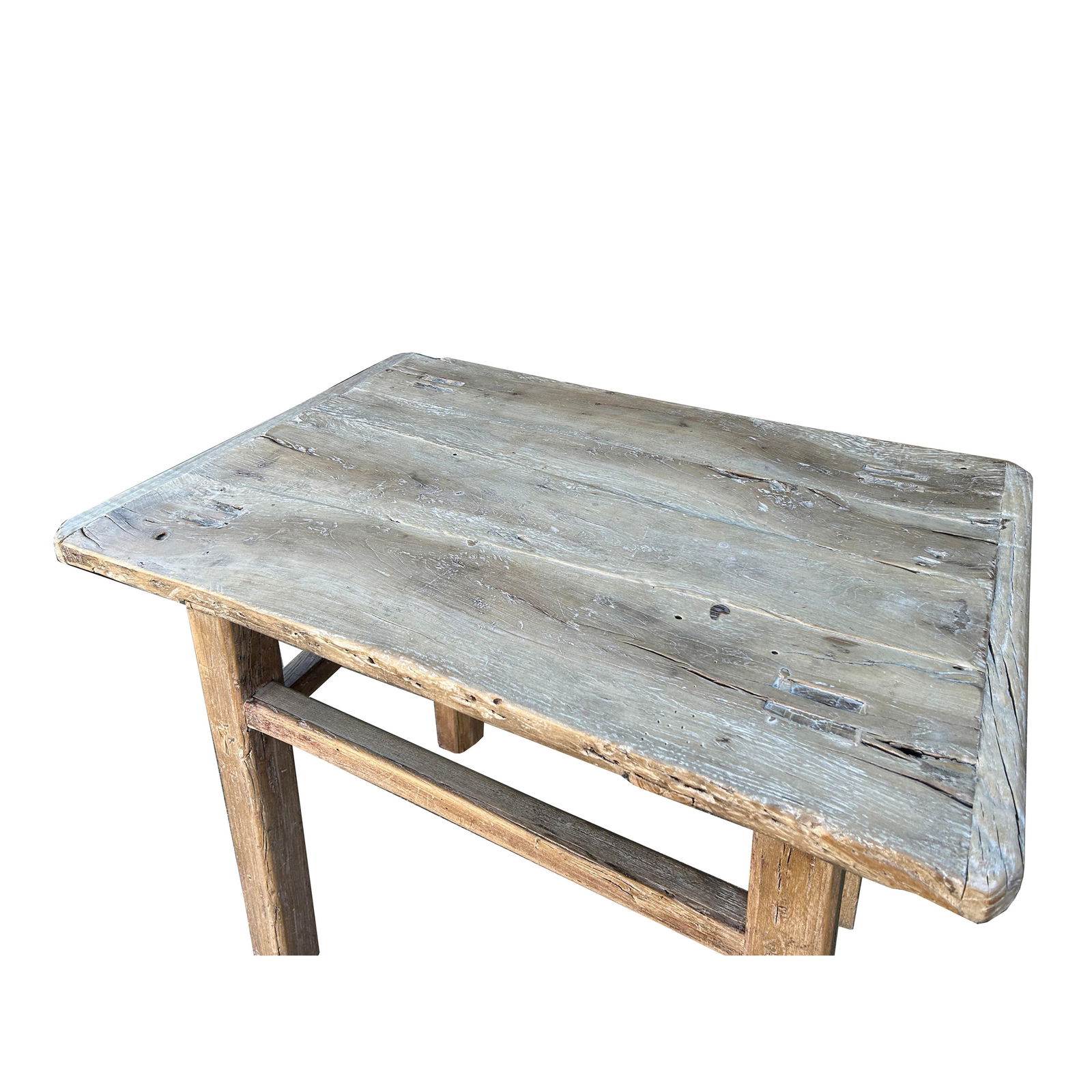 Rustic Raw Bleach White Wash Wood Rectangular Console Side Table - 6