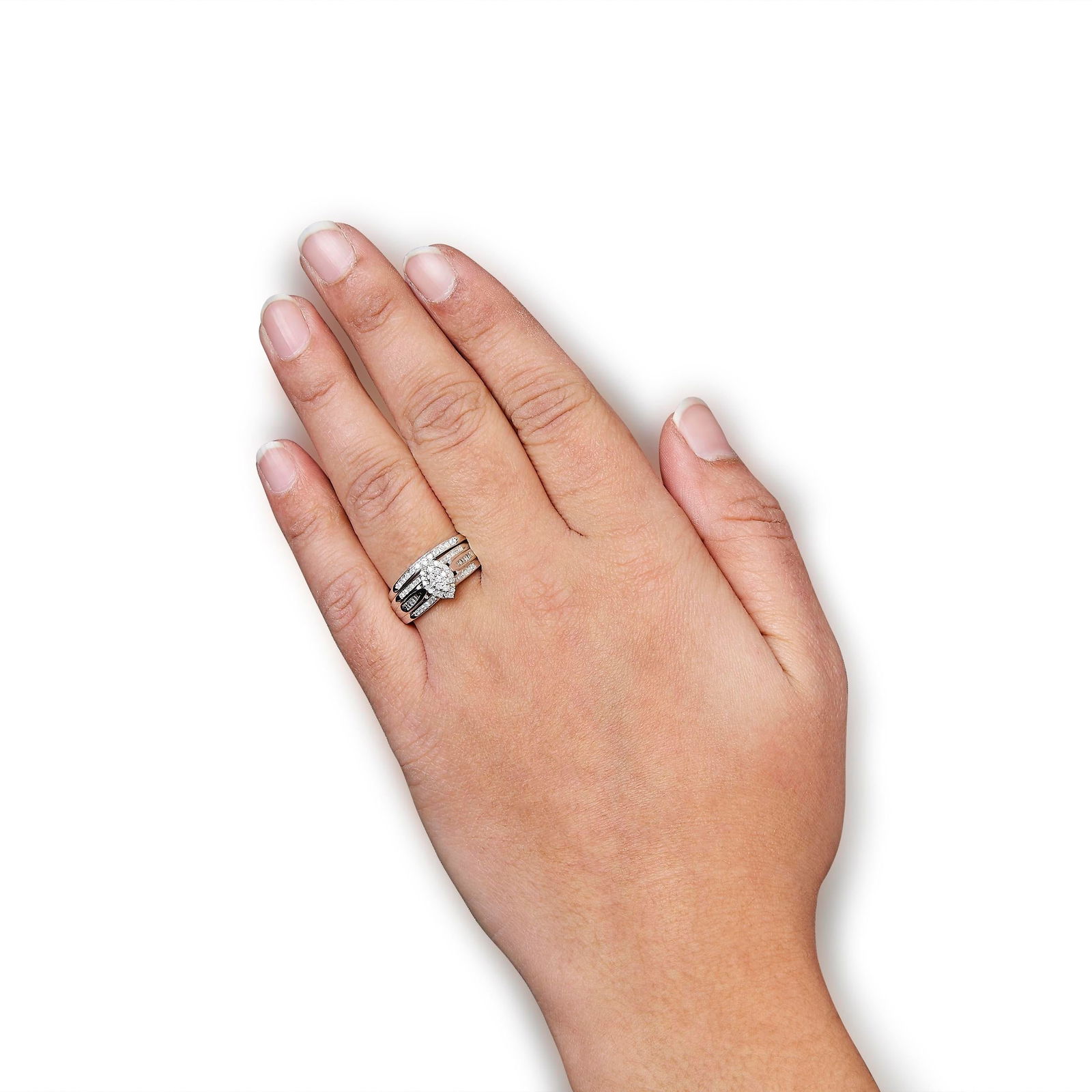 .925 Sterling Silver 1/2 Cttw Round and Baguette-Cut Diamond Engagement Bridal Set (I-J Color, I1-I2 - 4