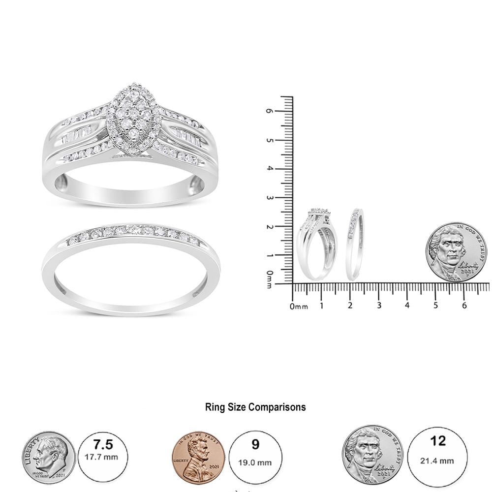 .925 Sterling Silver 1/2 Cttw Round and Baguette-Cut Diamond Engagement Bridal Set (I-J Color, I1-I2 - 5