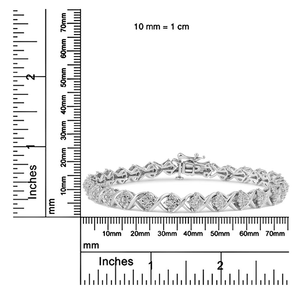 .925 Sterling Silver 1/4 Cttw Round-Cut Diamond "X" Link Bracelet (I-J Color, I3 Clarity) - Size 7.2 - 6