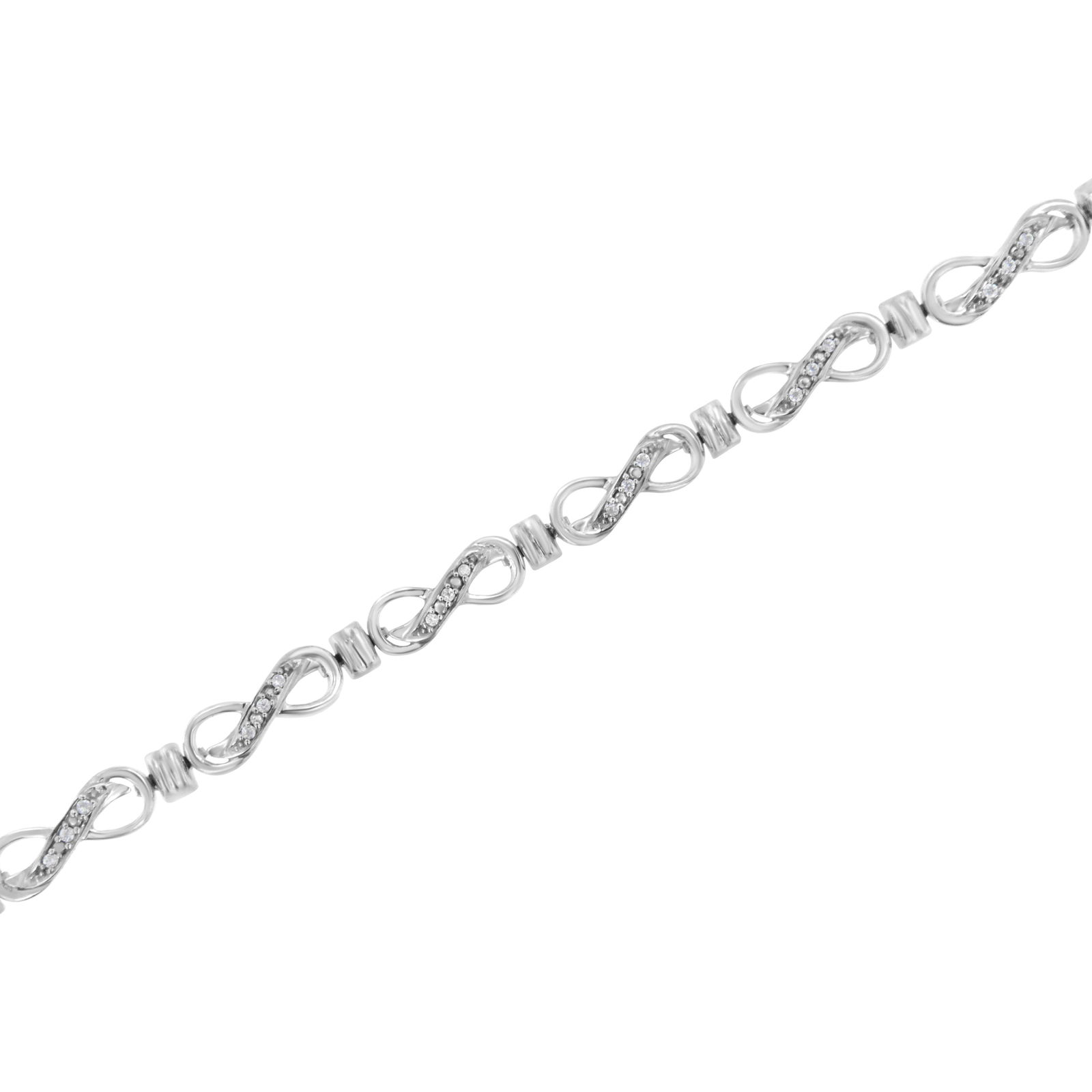 .925 Sterling Silver 1/6 Cttw Diamond Accent Infinity Link Bracelet (I-J Color, I3 Promo Clarity) - - 3