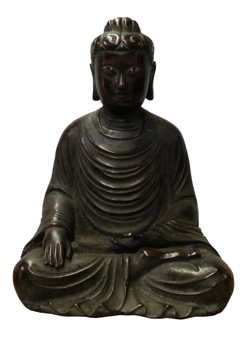 Handmade Bronze Finish Decent Look Sitting Buddha Statue (1 of 8)
