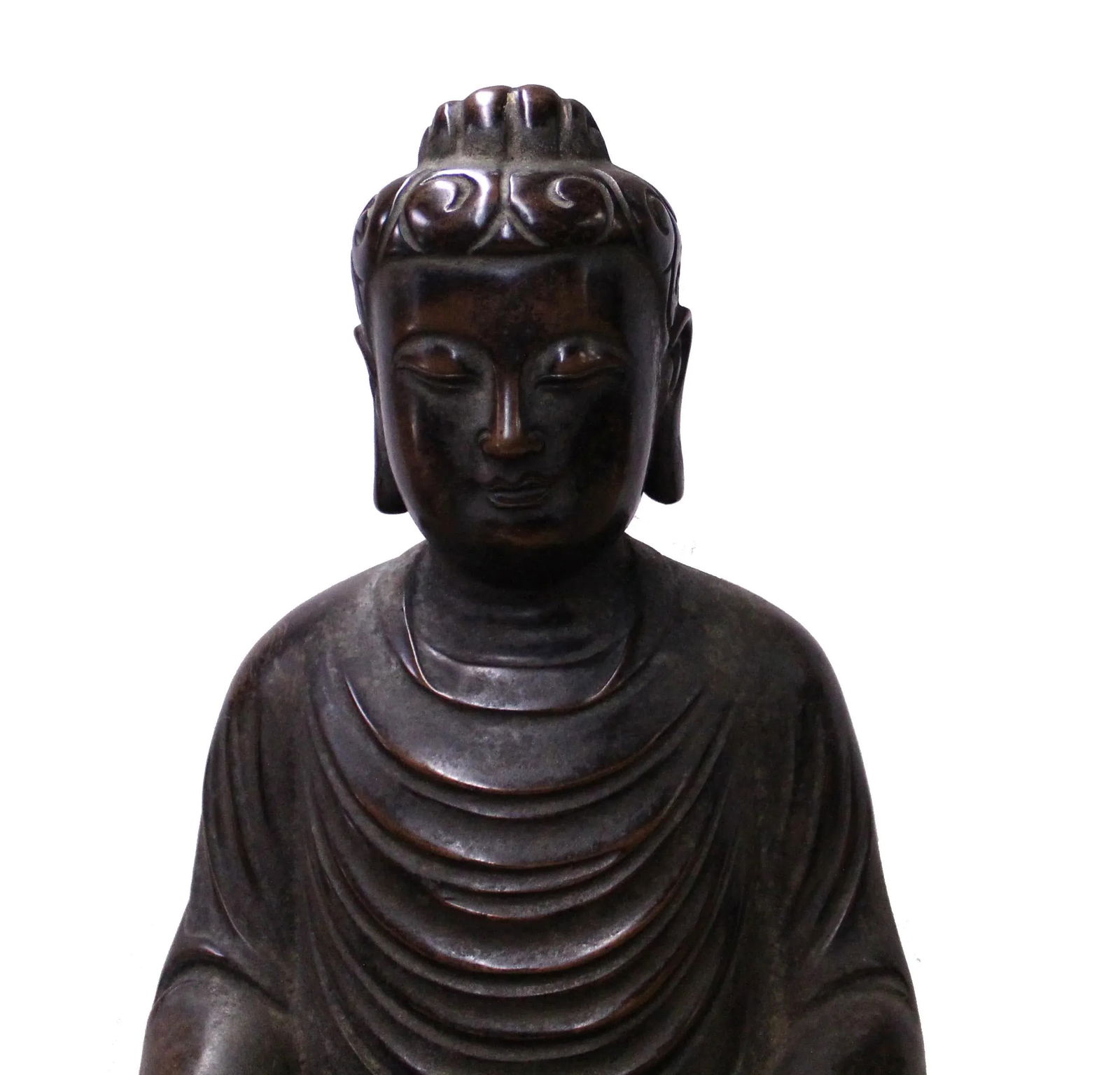 Handmade Bronze Finish Decent Look Sitting Buddha Statue - 2