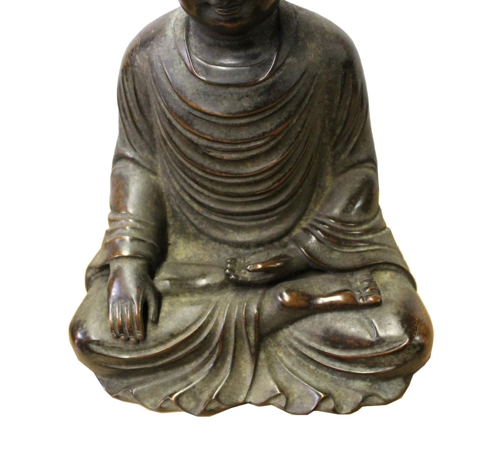 Handmade Bronze Finish Decent Look Sitting Buddha Statue - 3