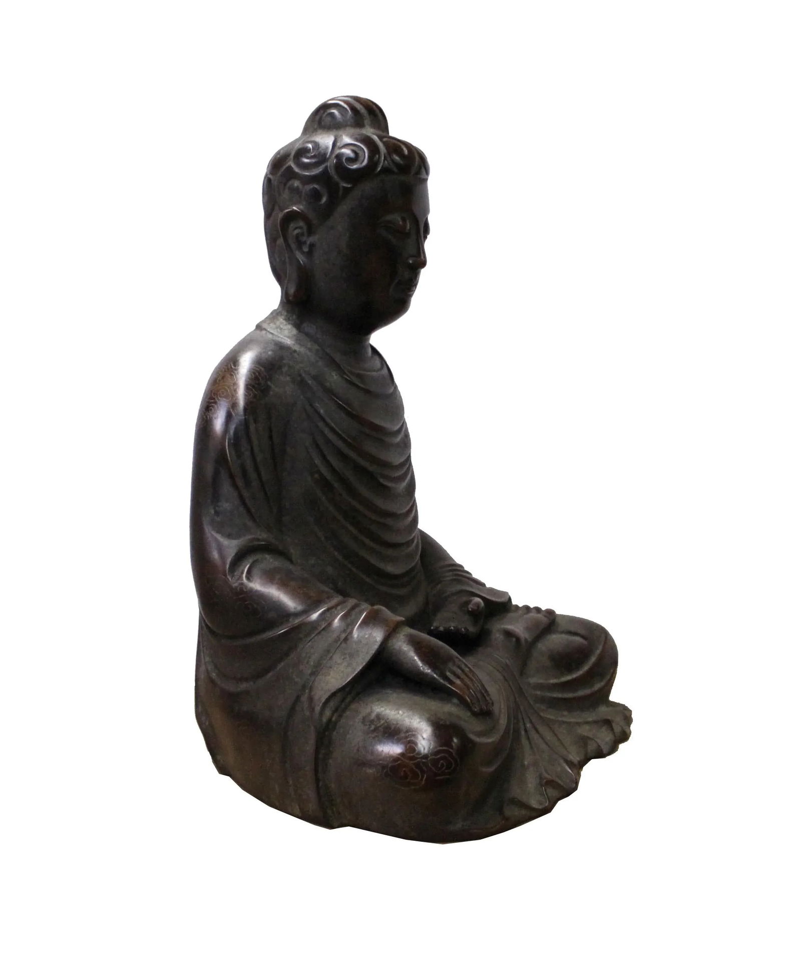 Handmade Bronze Finish Decent Look Sitting Buddha Statue - 4