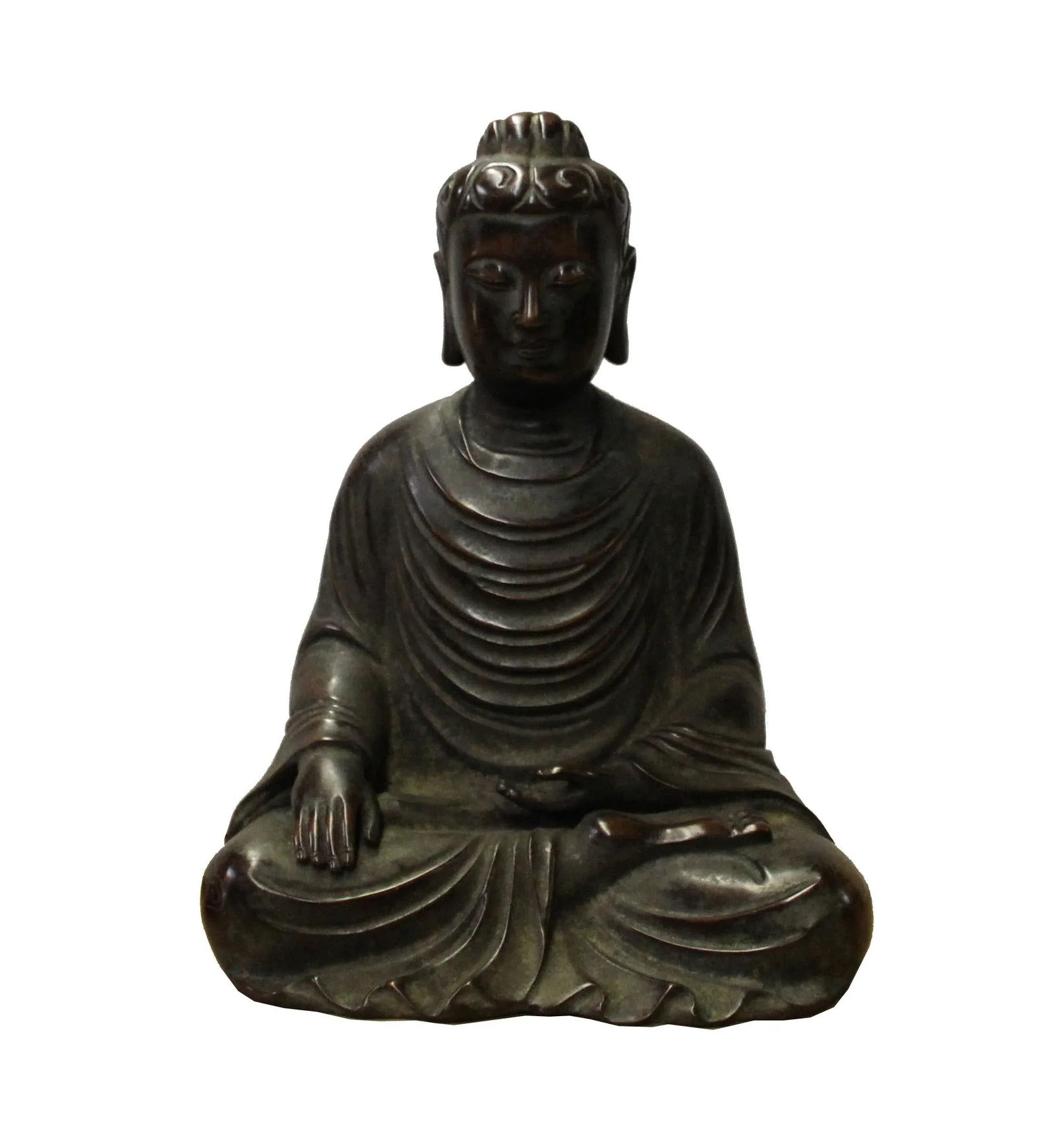 Handmade Bronze Finish Decent Look Sitting Buddha Statue - 8