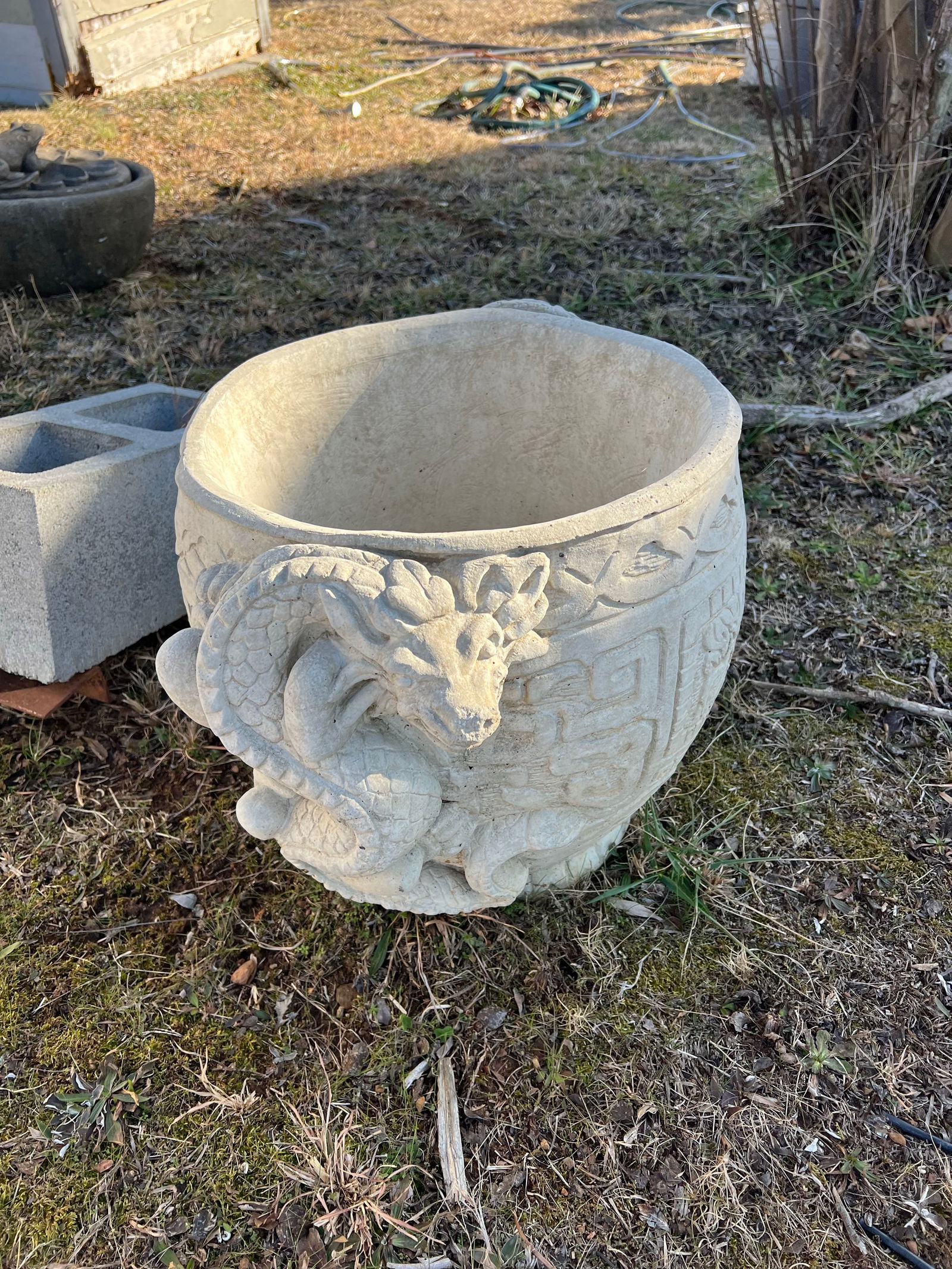 1970s Large Asian Concrete Planter - 3