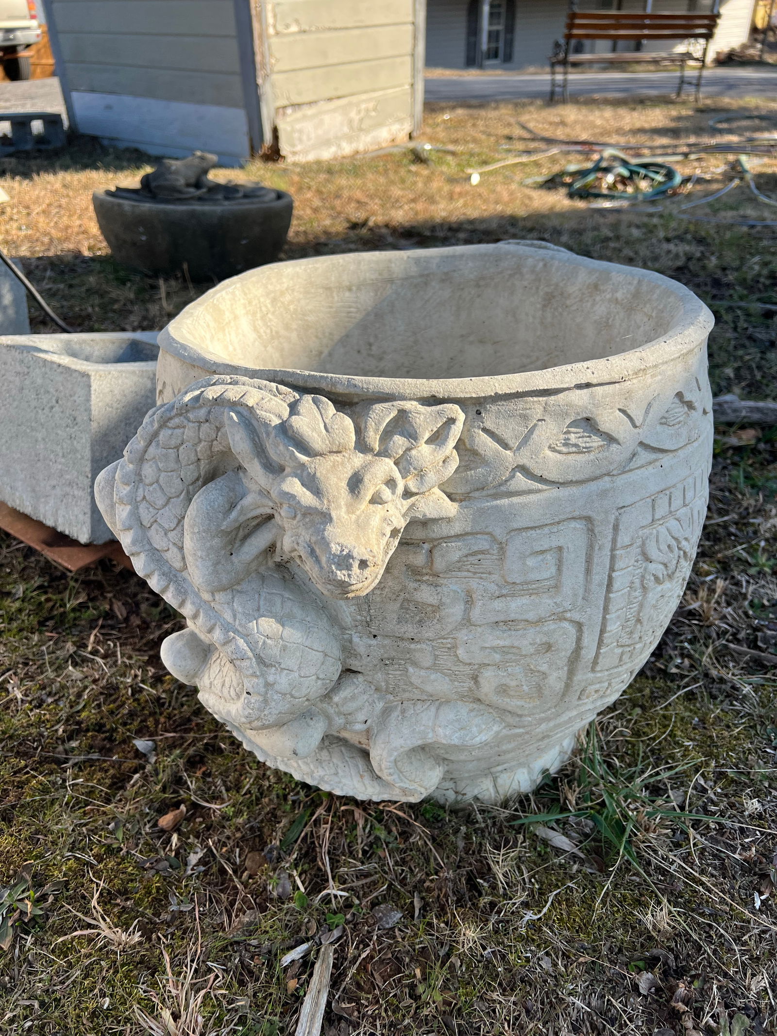1970s Large Asian Concrete Planter - 4