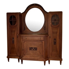 1920s Deco Style Antique Mirrored Cabinet Armoire
