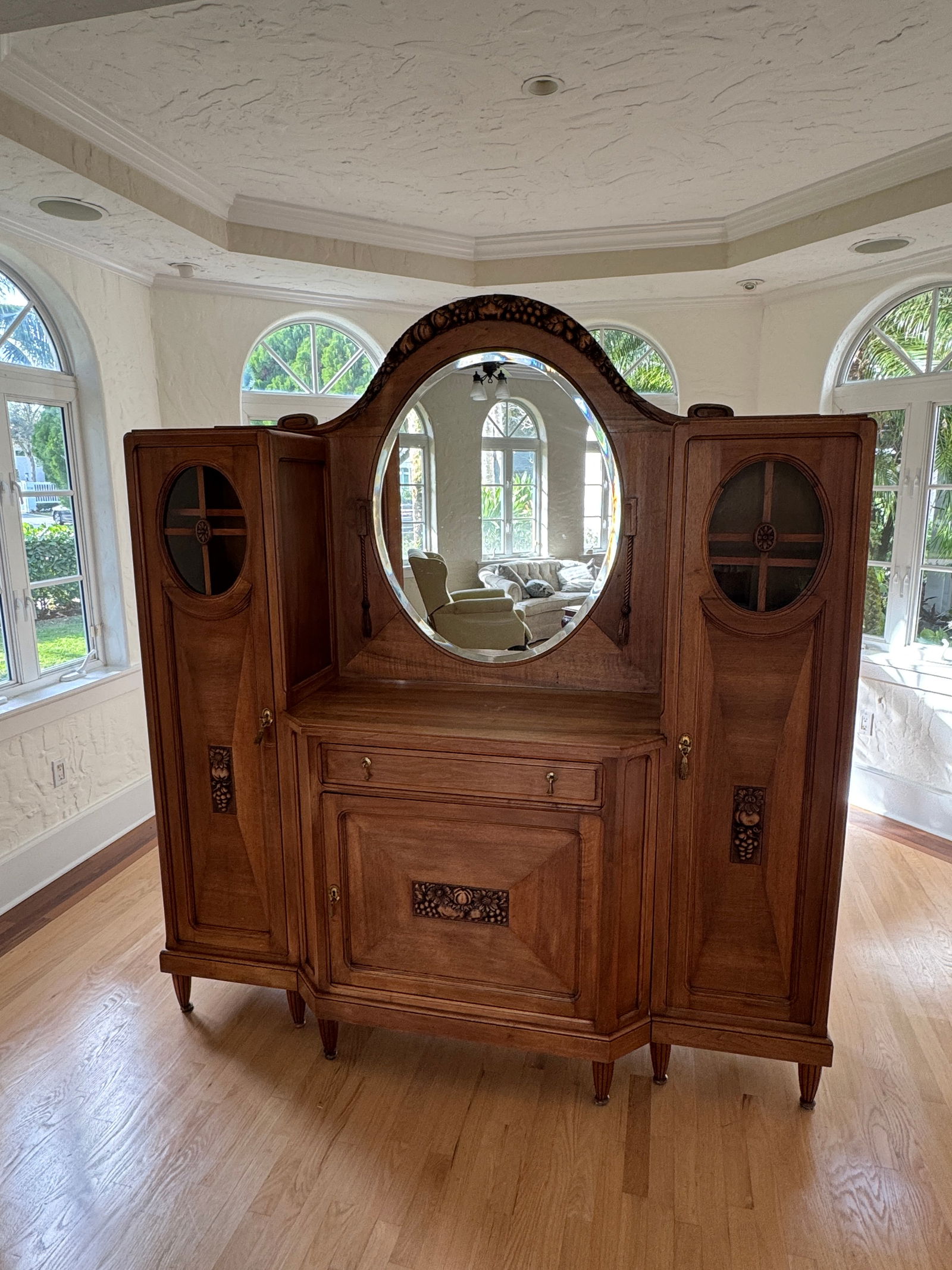 1920s Deco Style Antique Mirrored Cabinet Armoire - 3