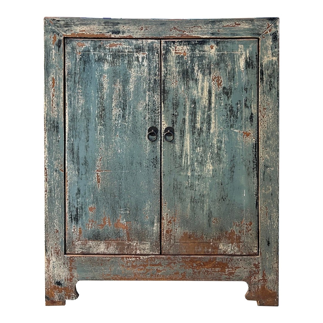 Distressed Ink Light Blue Mix Color 2 Doors End Table Nightstand Cabinet: This Distressed Ink Light Blue Mix Color Cabinet is a statement piece that adds a touch of vintage charm to any room. The unique blend of ink and light blue creates an intriguing two-toned effect, whi