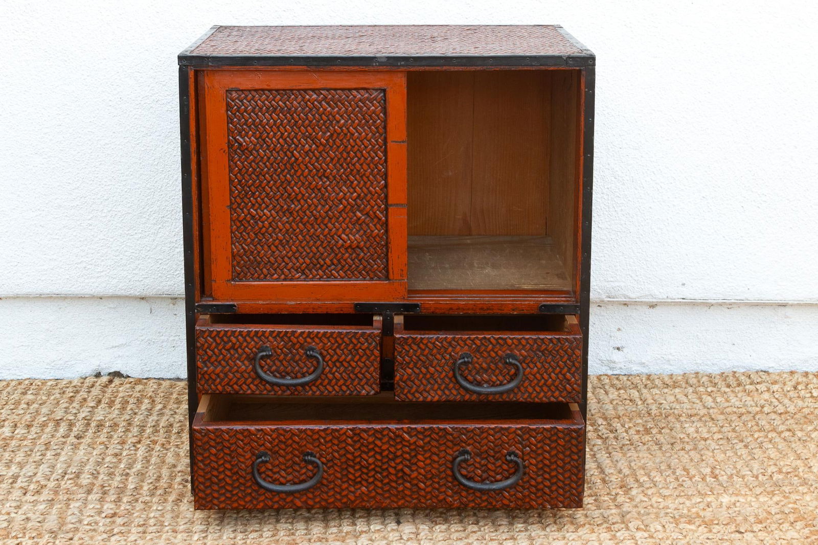 Mid-Century Japanese Faux Bamboo Tansu Chest - 7