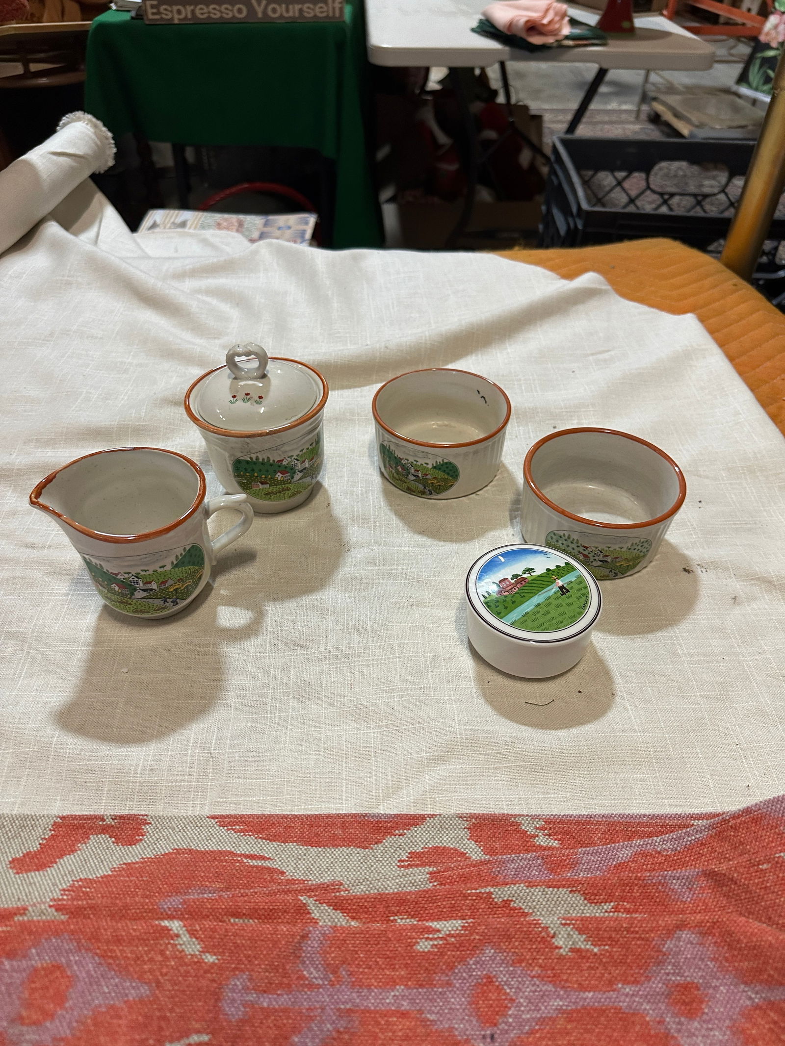 1970s Collection of Stoneware Dishes- Set of 5 - 6