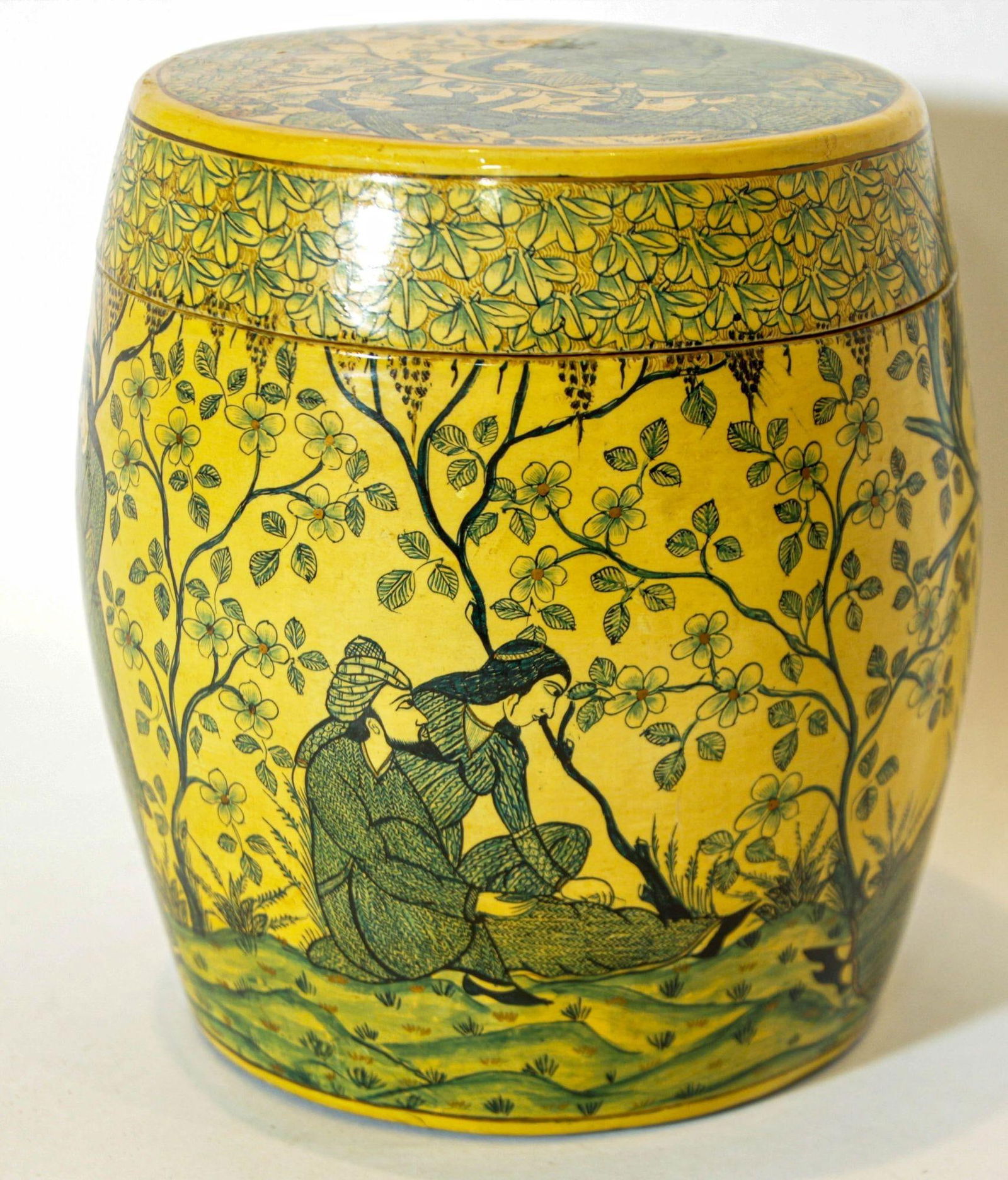 Islamic Kashmir Hand Painted Paper Mache Tea Caddy Storage Box 1950s - 10