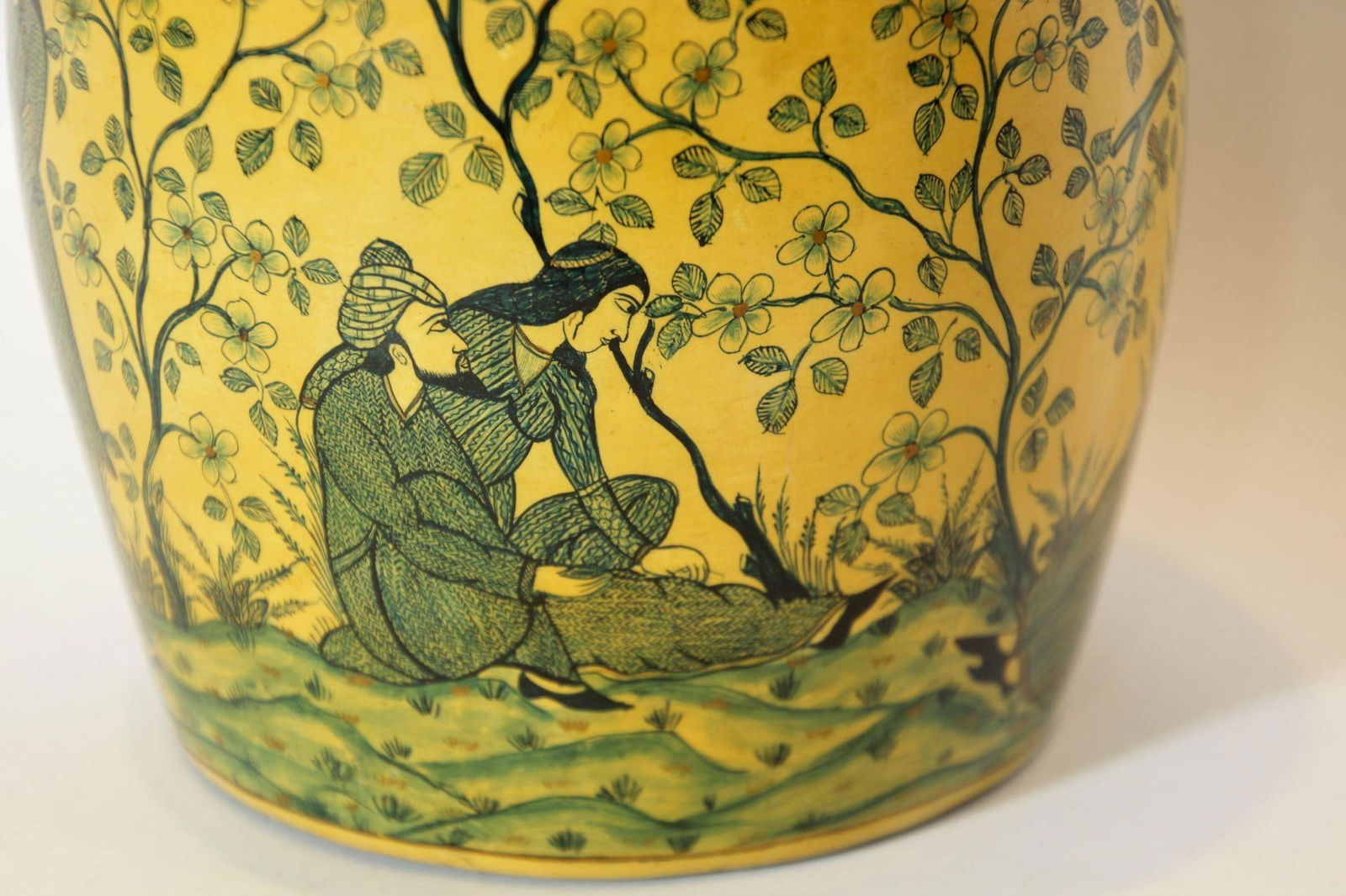 Islamic Kashmir Hand Painted Paper Mache Tea Caddy Storage Box 1950s - 11