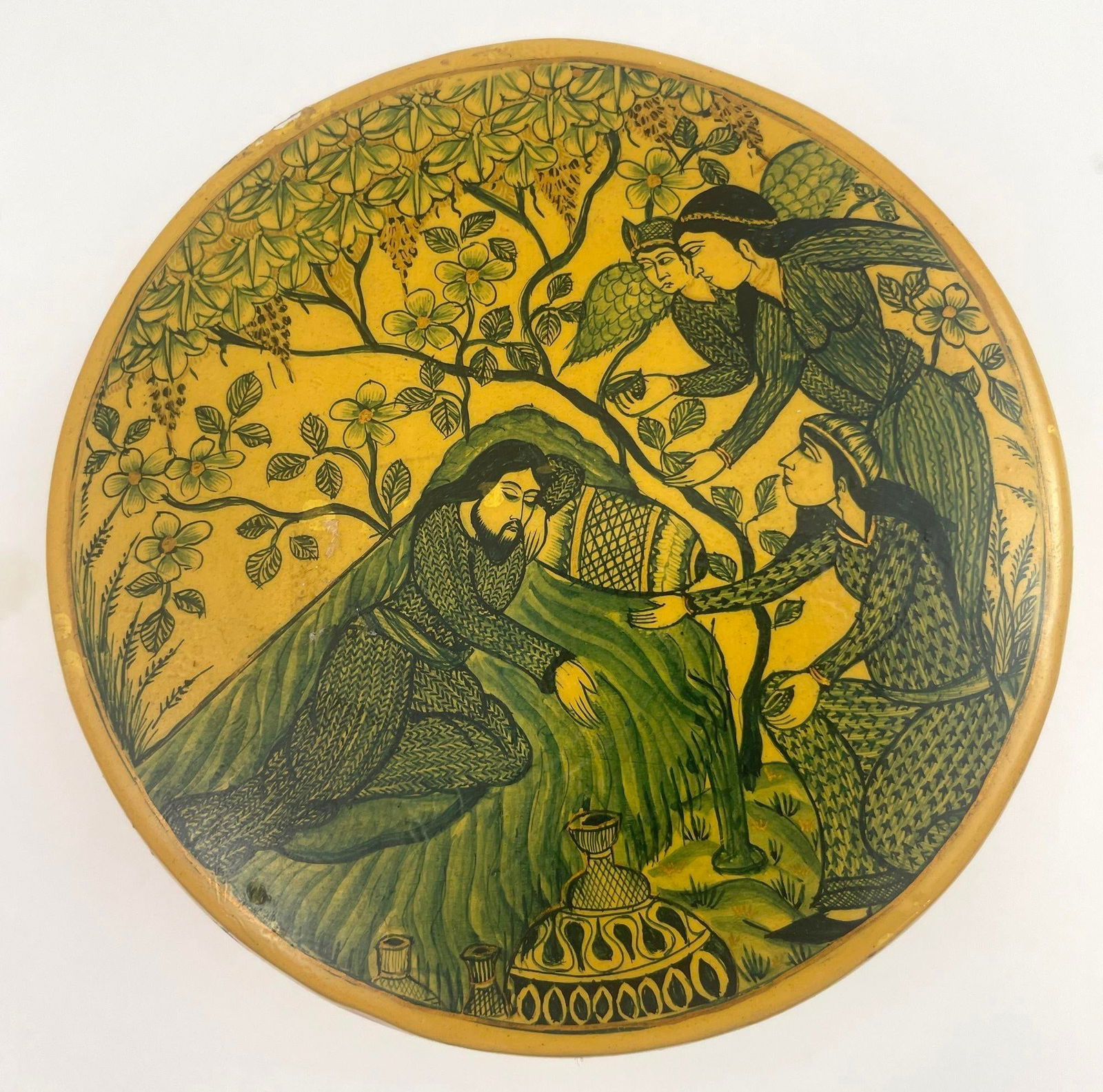 Islamic Kashmir Hand Painted Paper Mache Tea Caddy Storage Box 1950s - 4